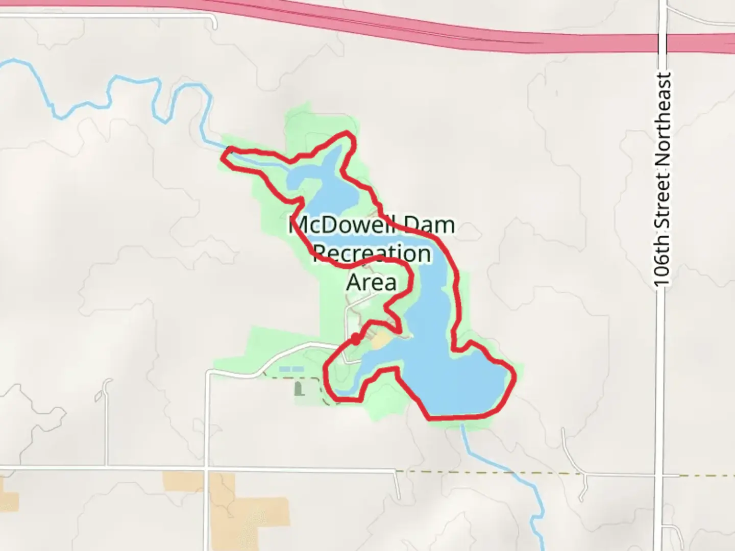 An image depicting the trail McDowell Dam Recreation Area Loop and its surrounding area.