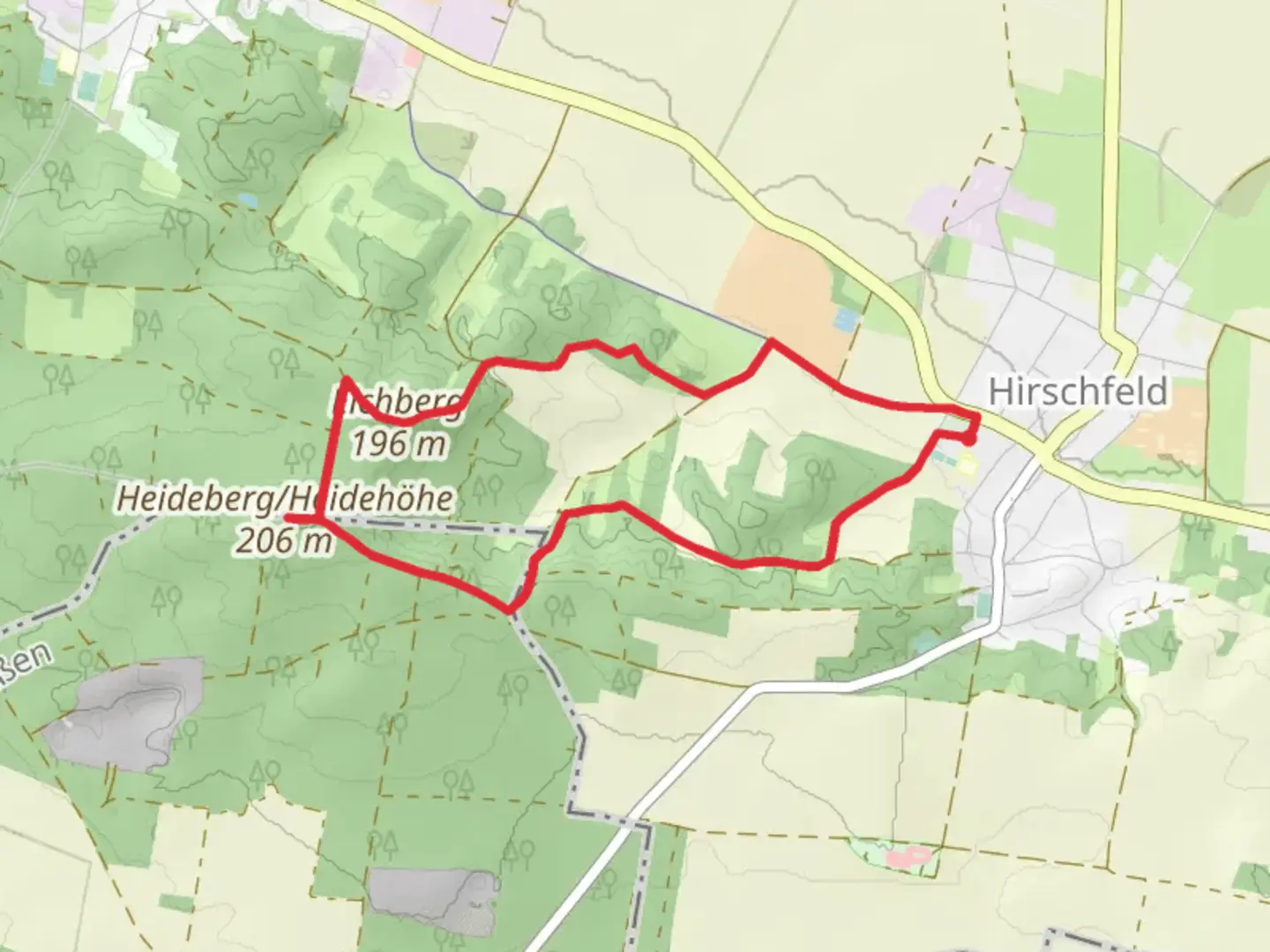 An image depicting the trail Heideberg Loop and its surrounding area.