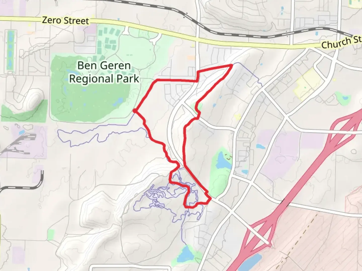An image depicting the trail Ben Geren Paved Loop and its surrounding area.