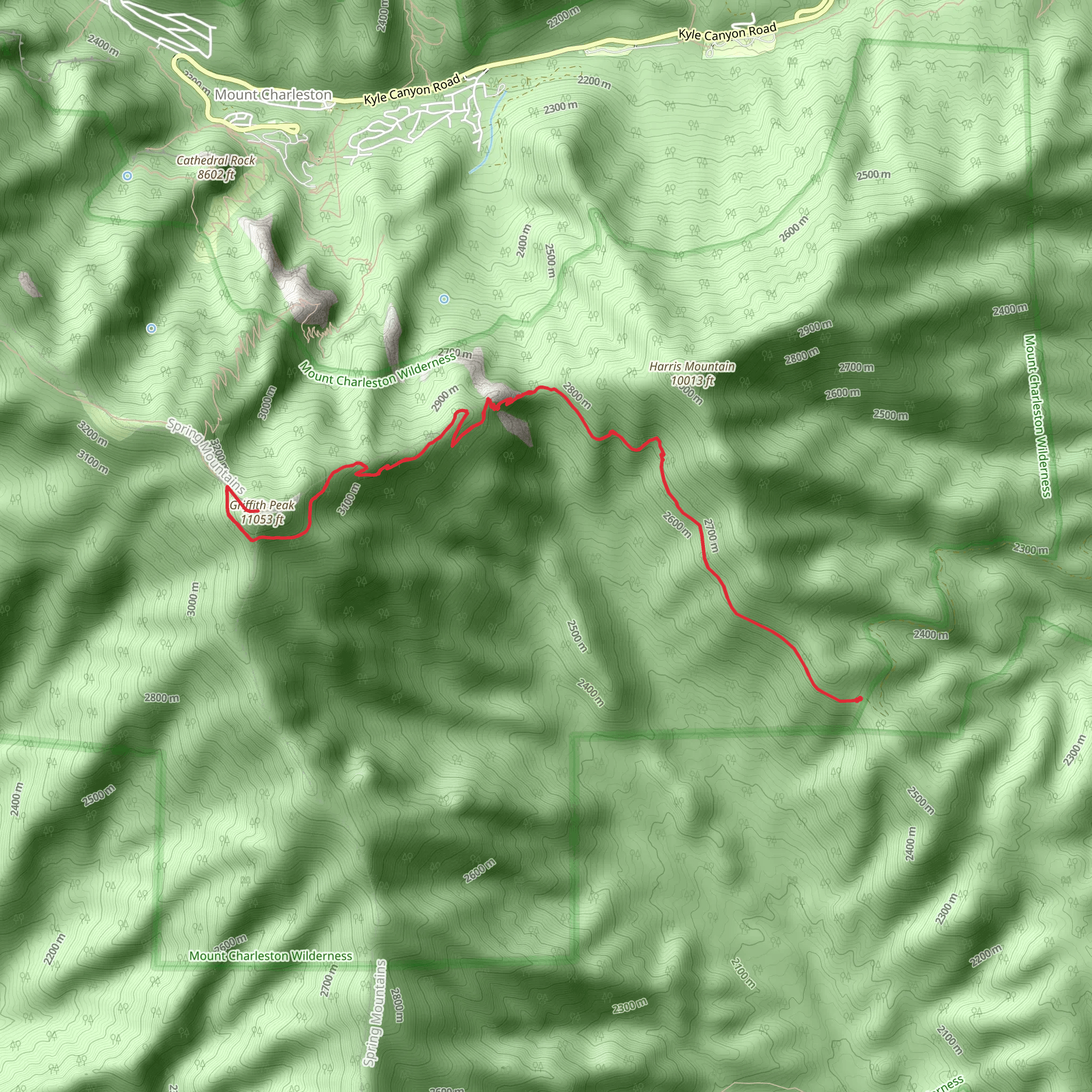 Griffith Peak via Harris Springs Road mobile static map