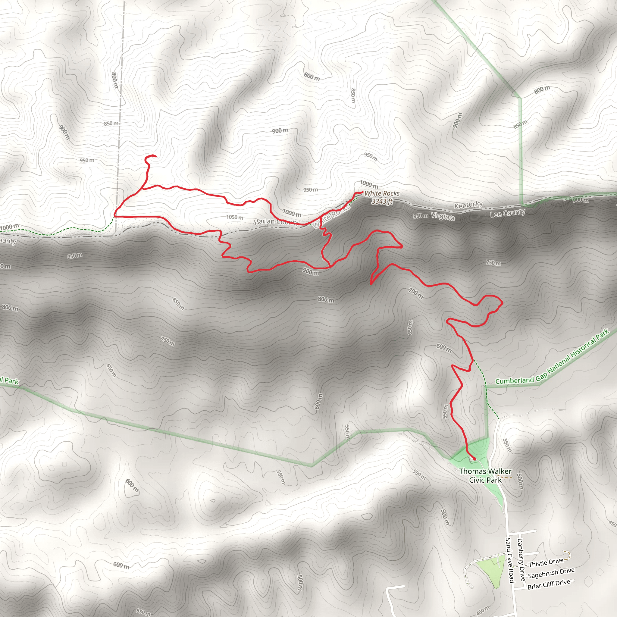 White Rocks - Ewing Loop Trail mobile static map