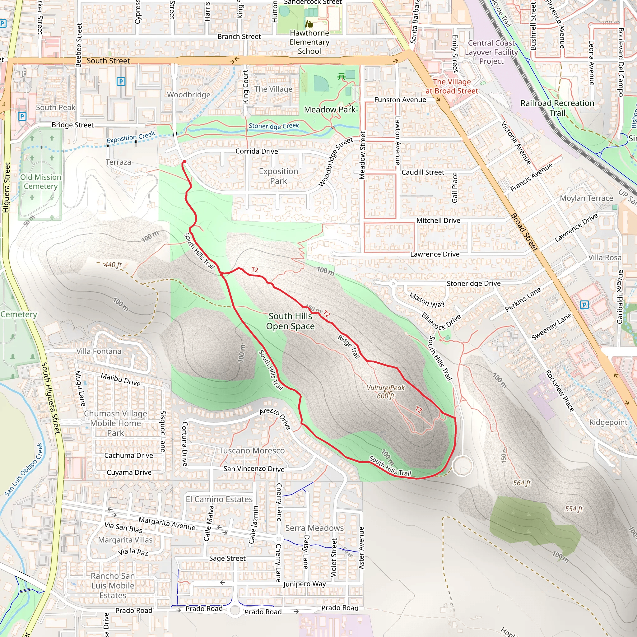 South Hills Open Space Loop mobile static map