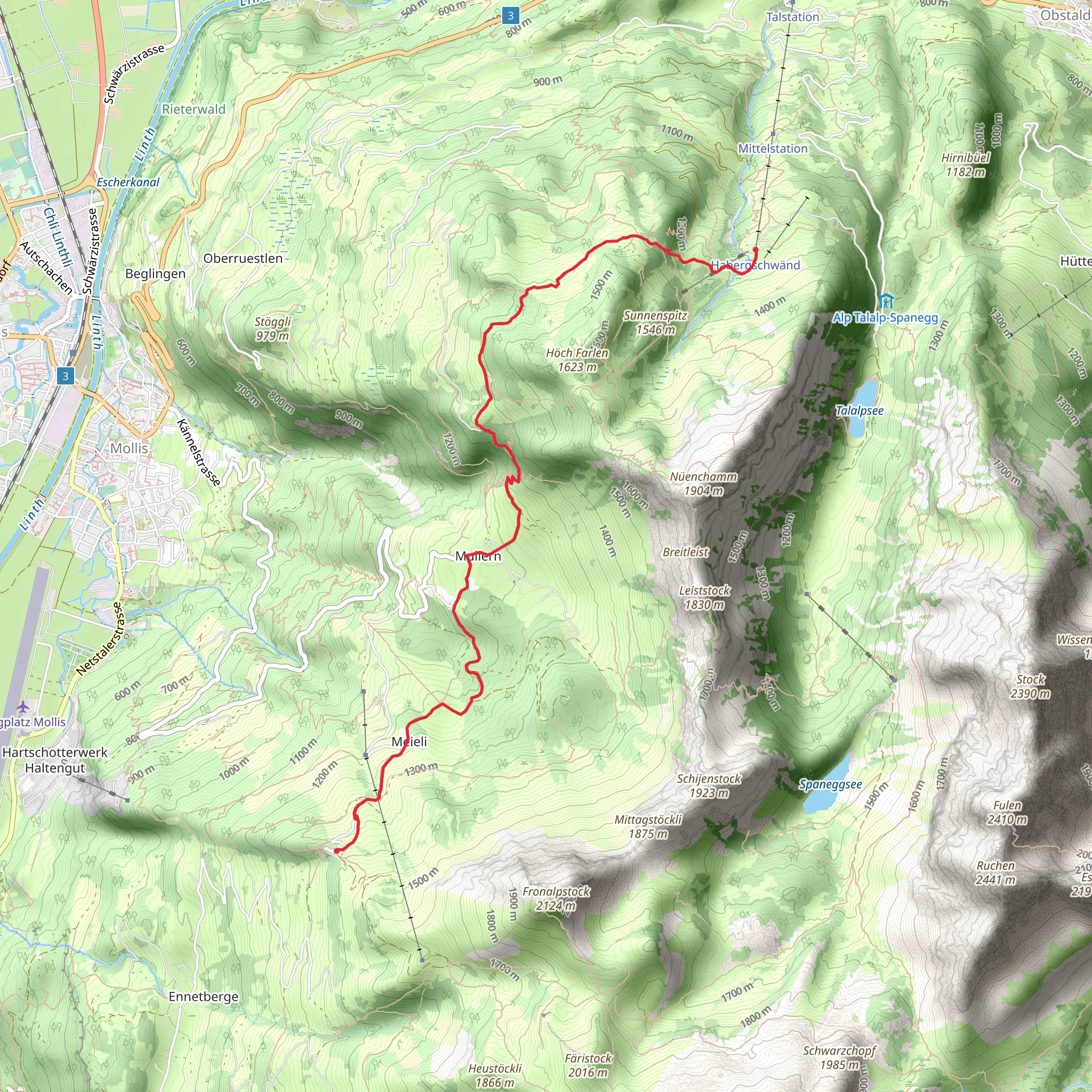 Habergschwänd - Naturfreundehaus Trail mobile static map