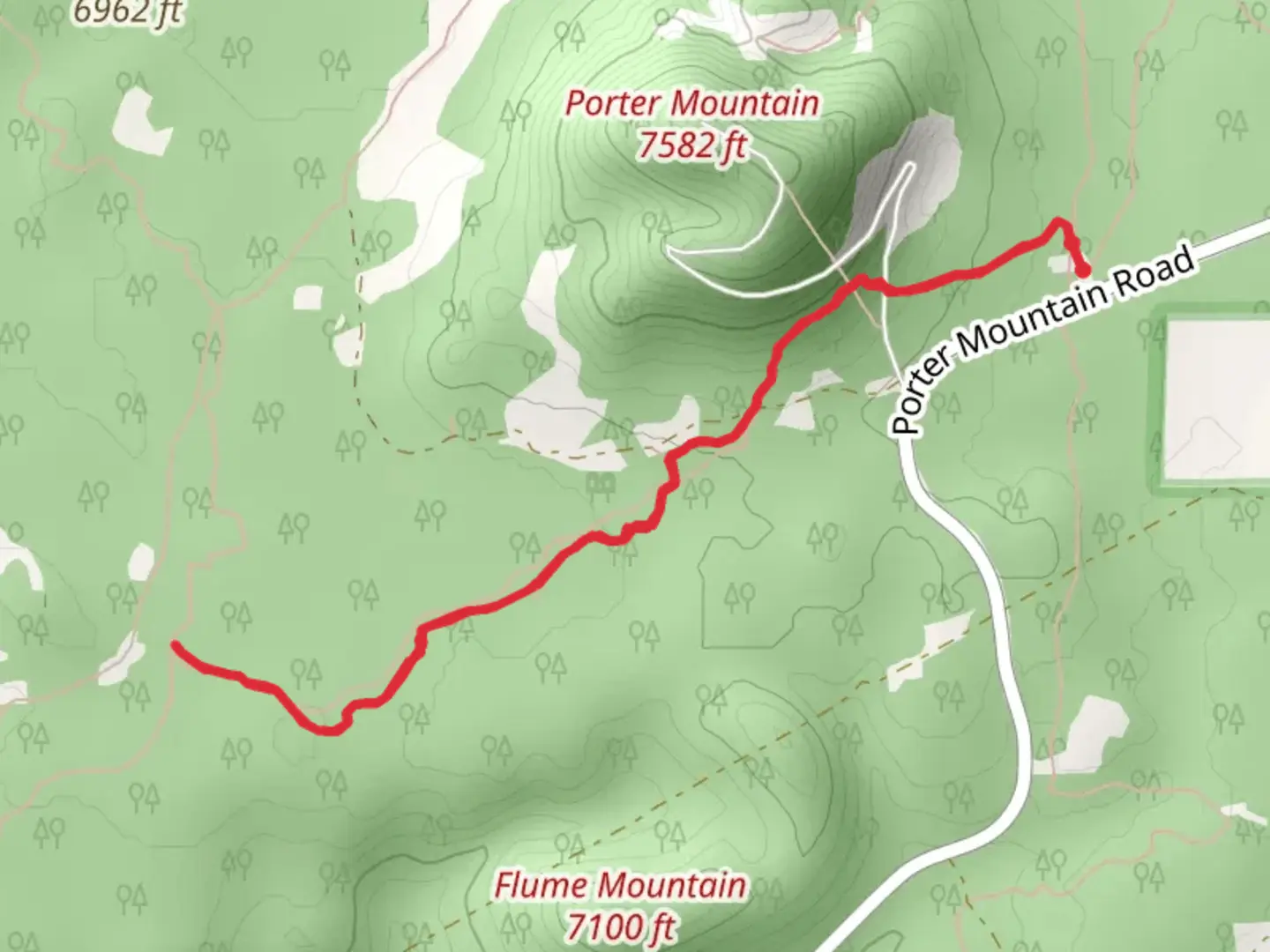 An image depicting the trail Flume Connector Trail and its surrounding area.