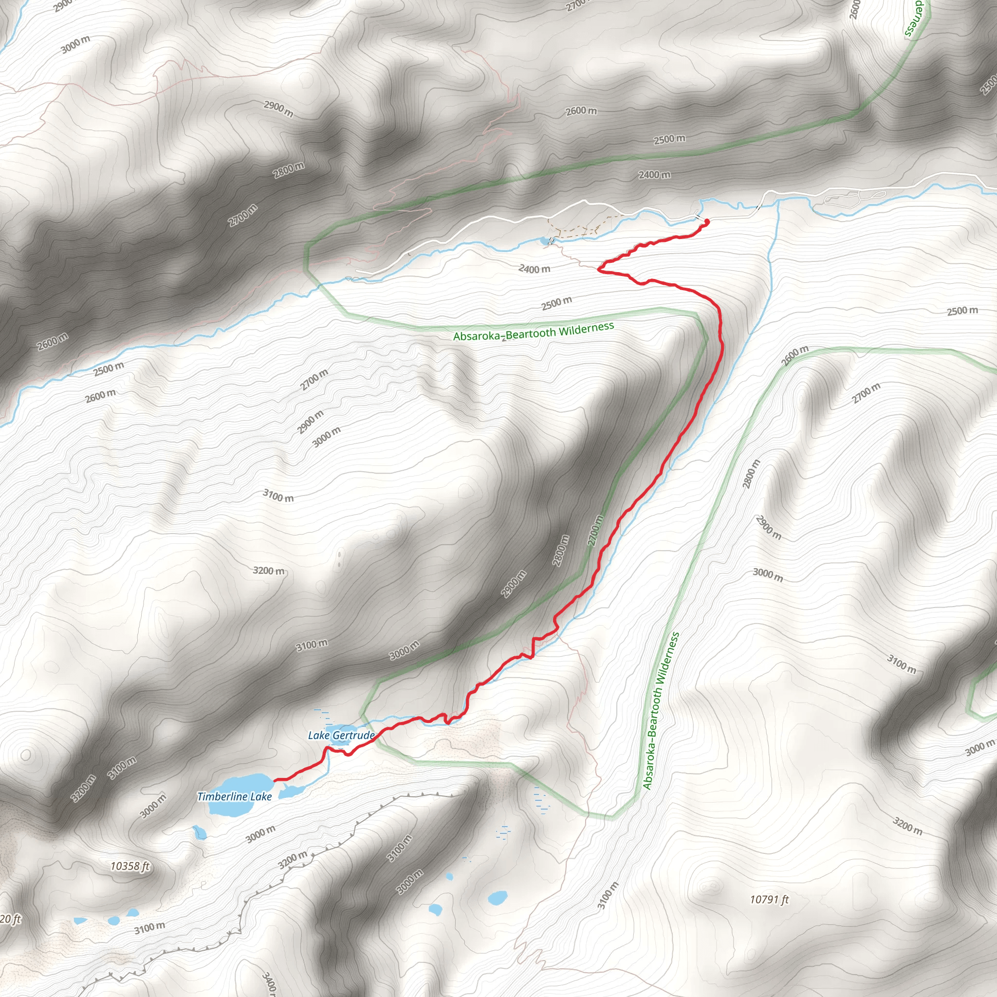 Timberline Lake Trail mobile static map