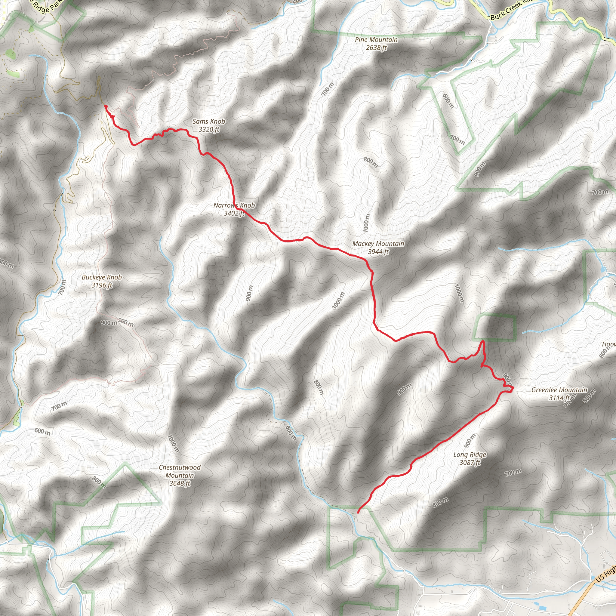 Laurel Fork Trail via Mackey Mountain Trail mobile static map