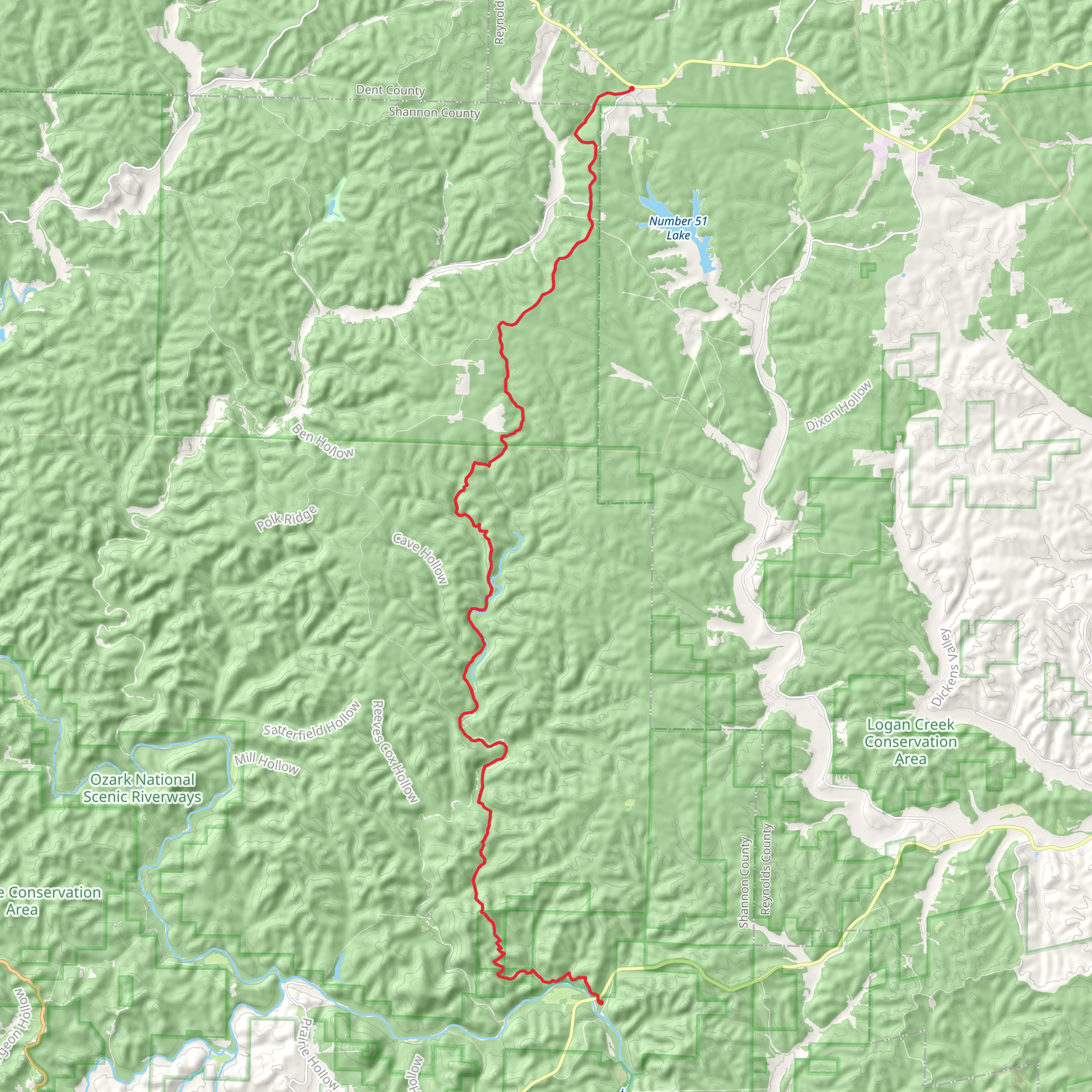Ozark Trail - Blair Creek Section mobile static map