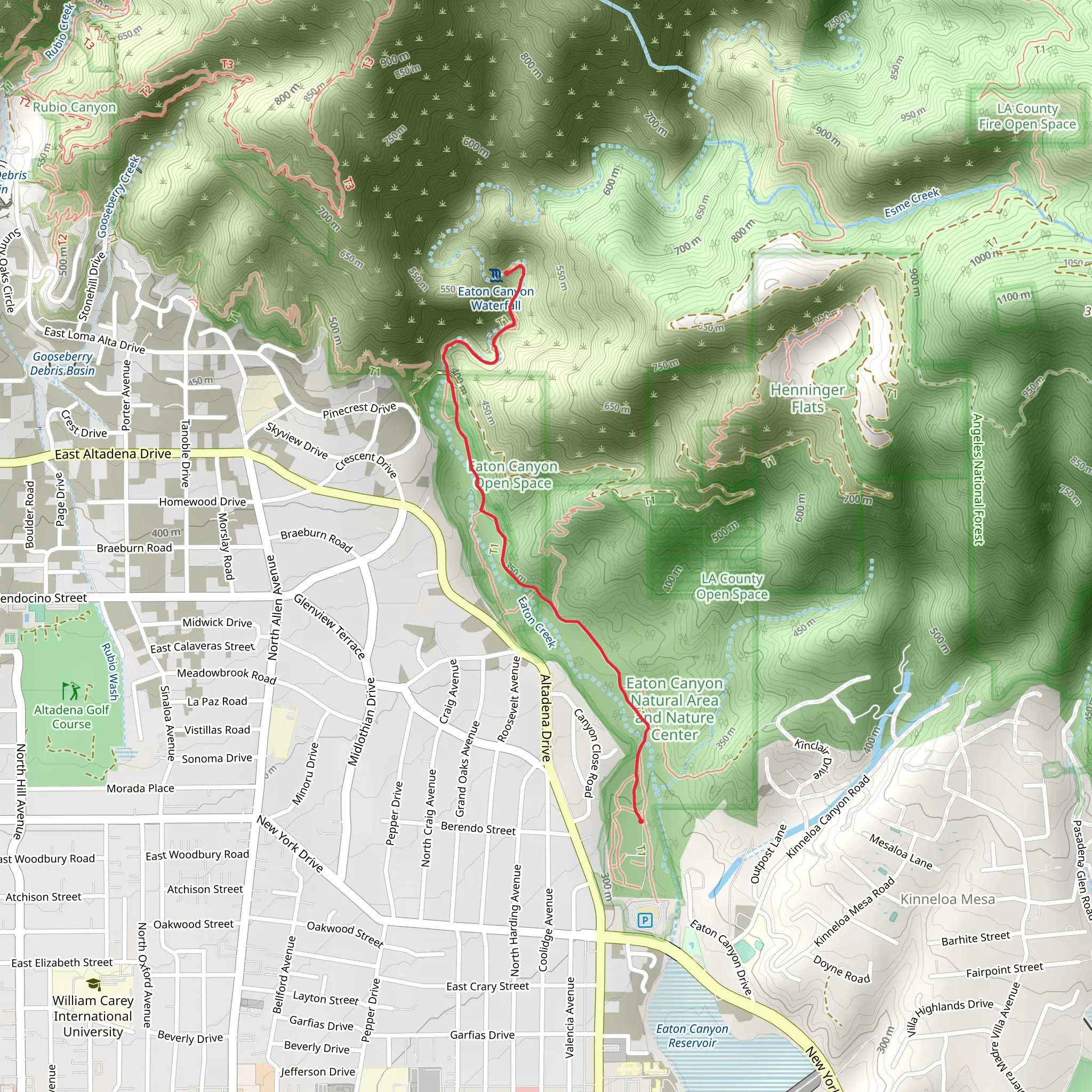 Eaton Canyon Trail mobile static map