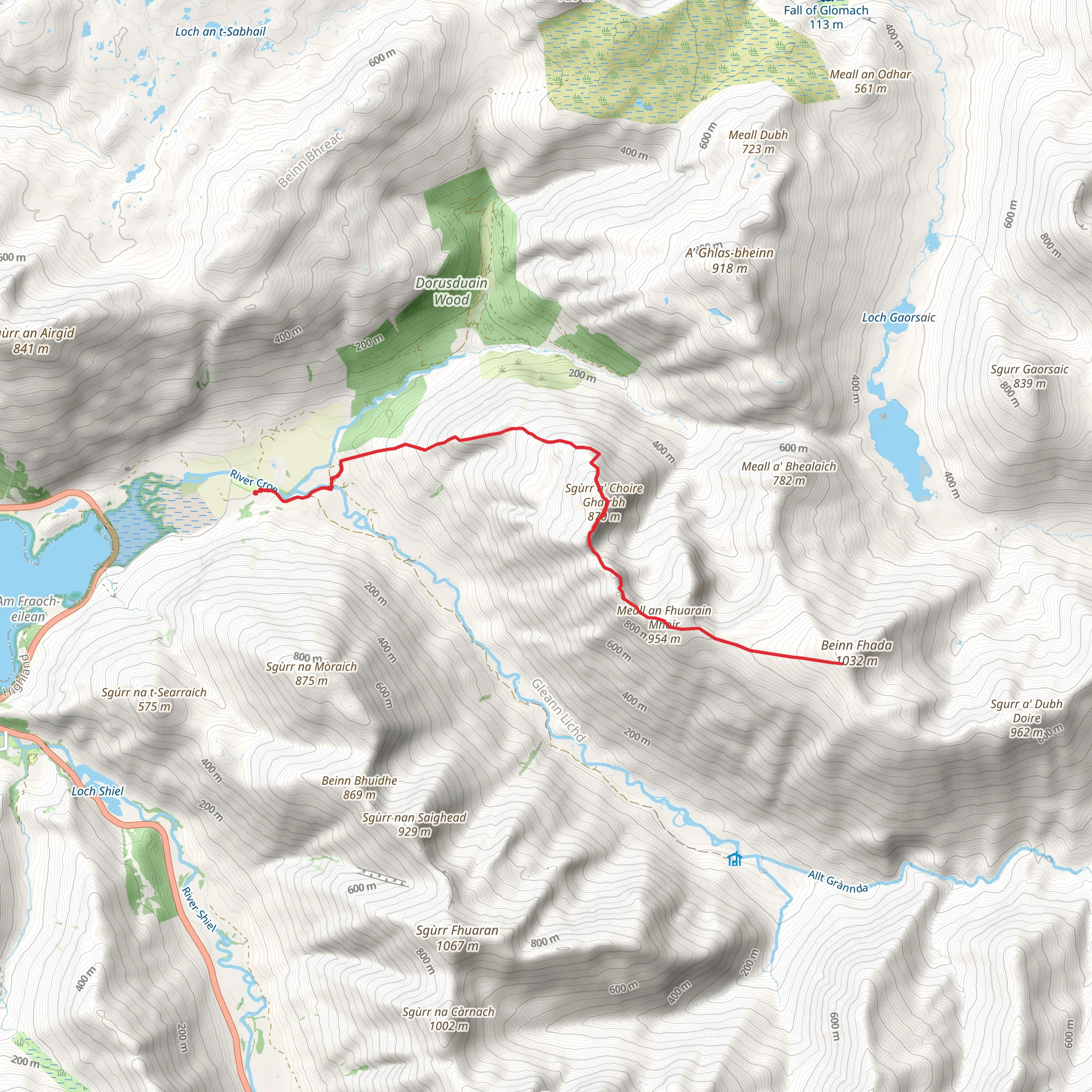 Beinn Fhada via Sgurr A' Choire Ghairbh mobile static map