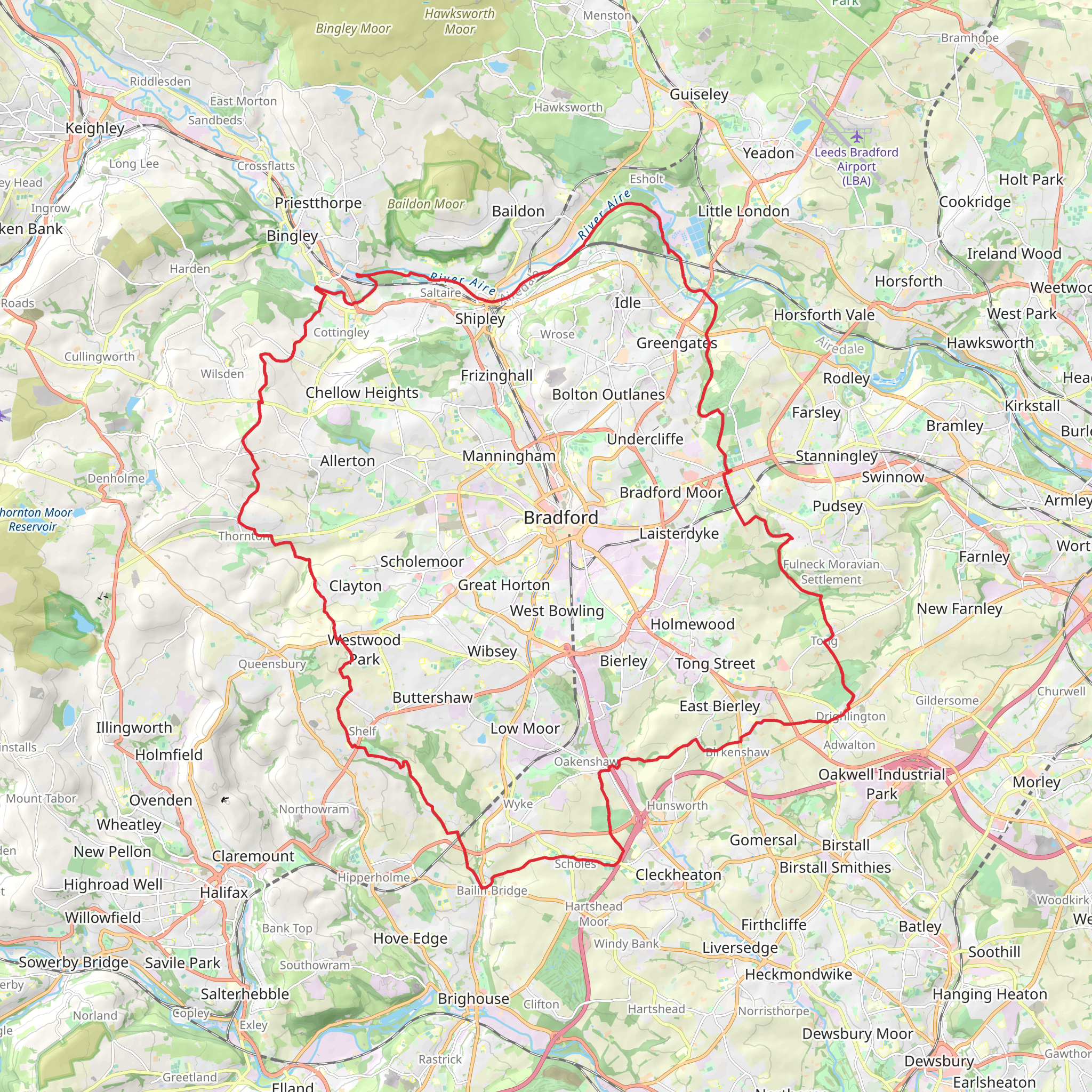 Bradford Loop from Saltaire mobile static map