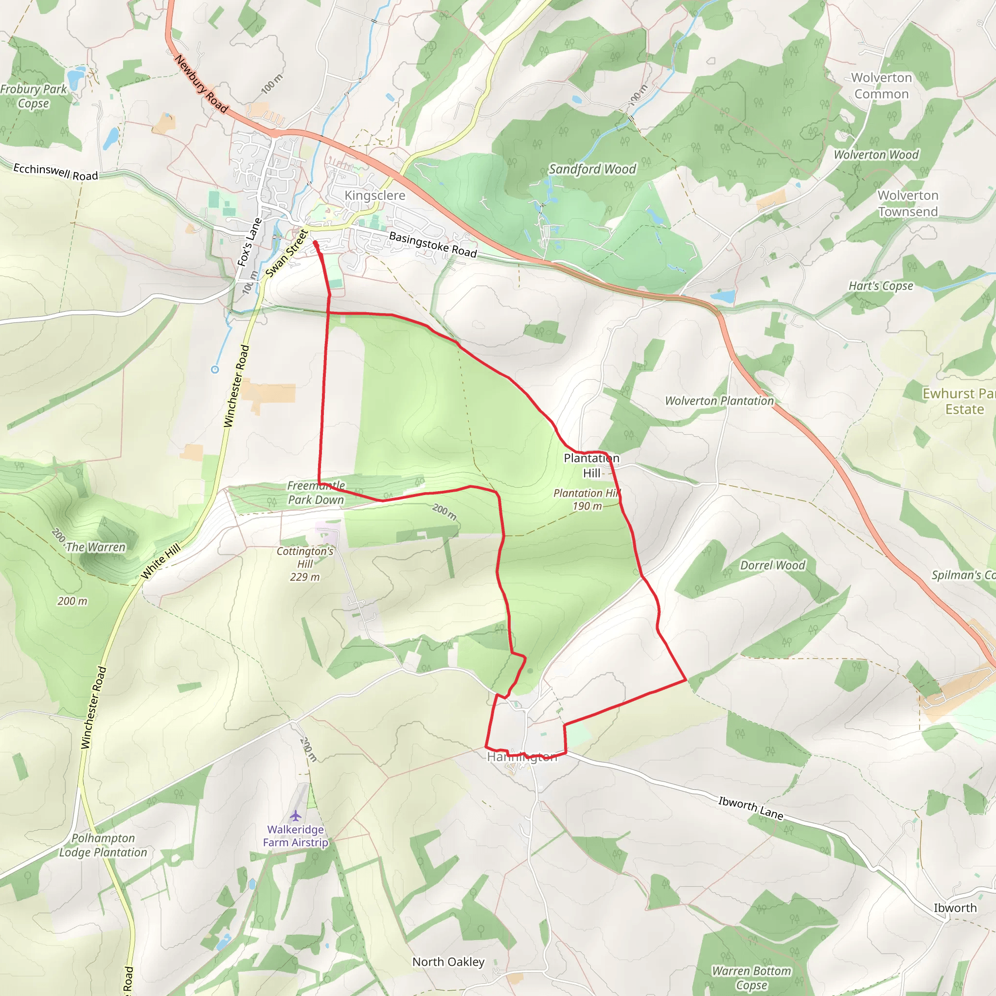 Hannington from Kingsclere mobile static map