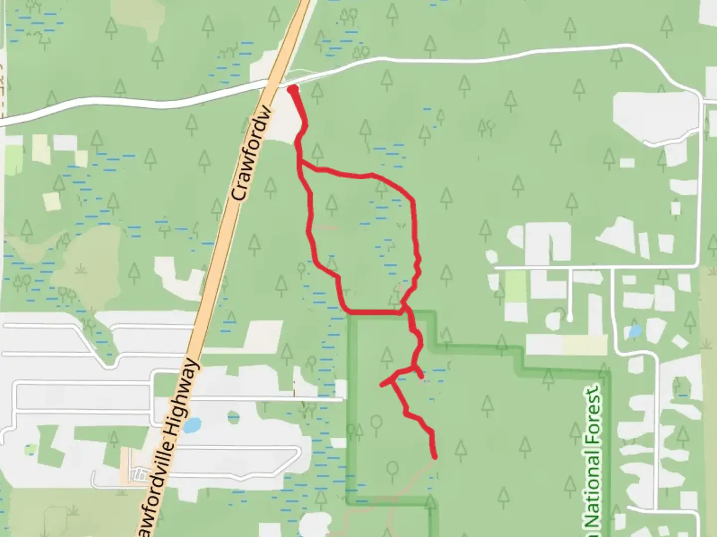 An image depicting the trail C J Spears Road Out and Back and its surrounding area.