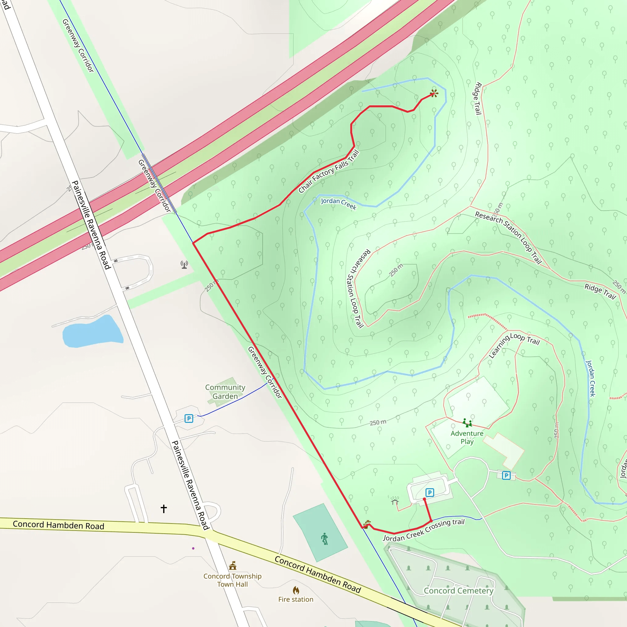 Chair Factory Falls Trail mobile static map