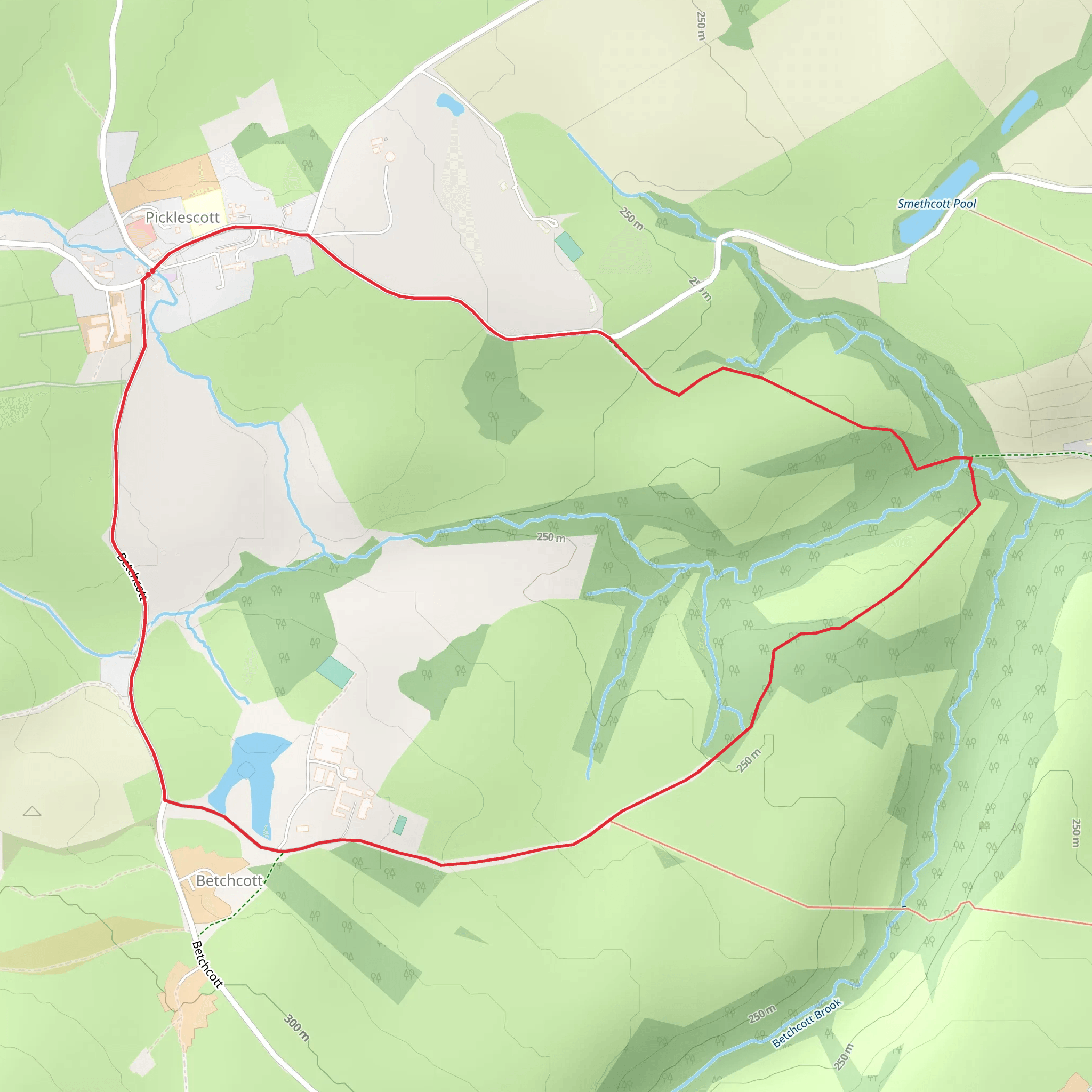 Picklescott to Betchcott Loop mobile static map