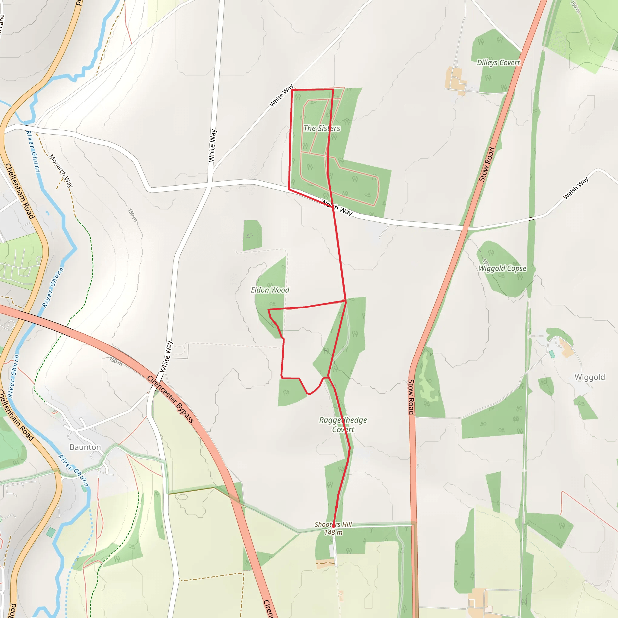 Raggedhedge Covert and The Sisters Walk mobile static map