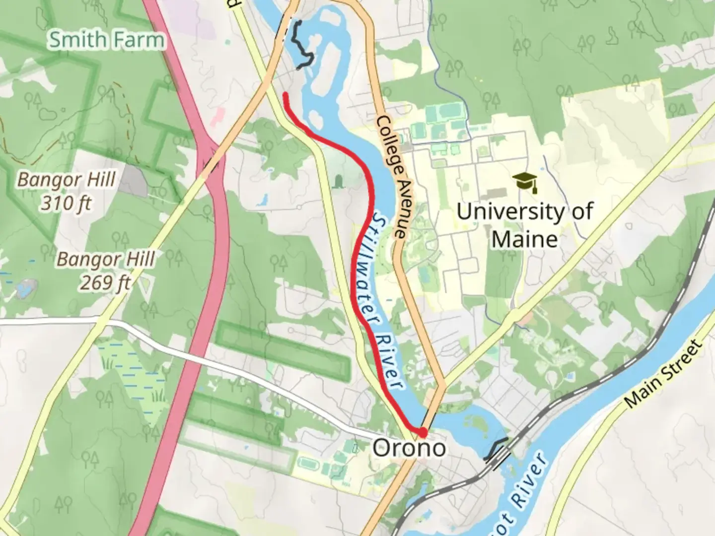 An image depicting the trail Fay Hyland Botanical Garden via Stillwater River and its surrounding area.