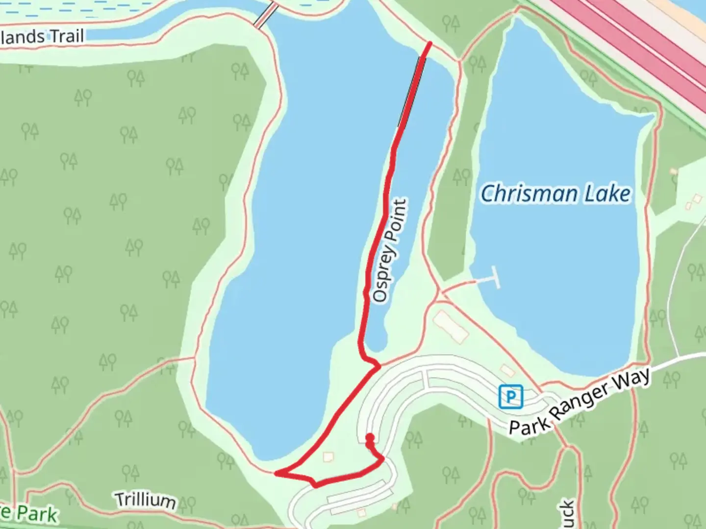 An image depicting the trail Osprey Point and its surrounding area.