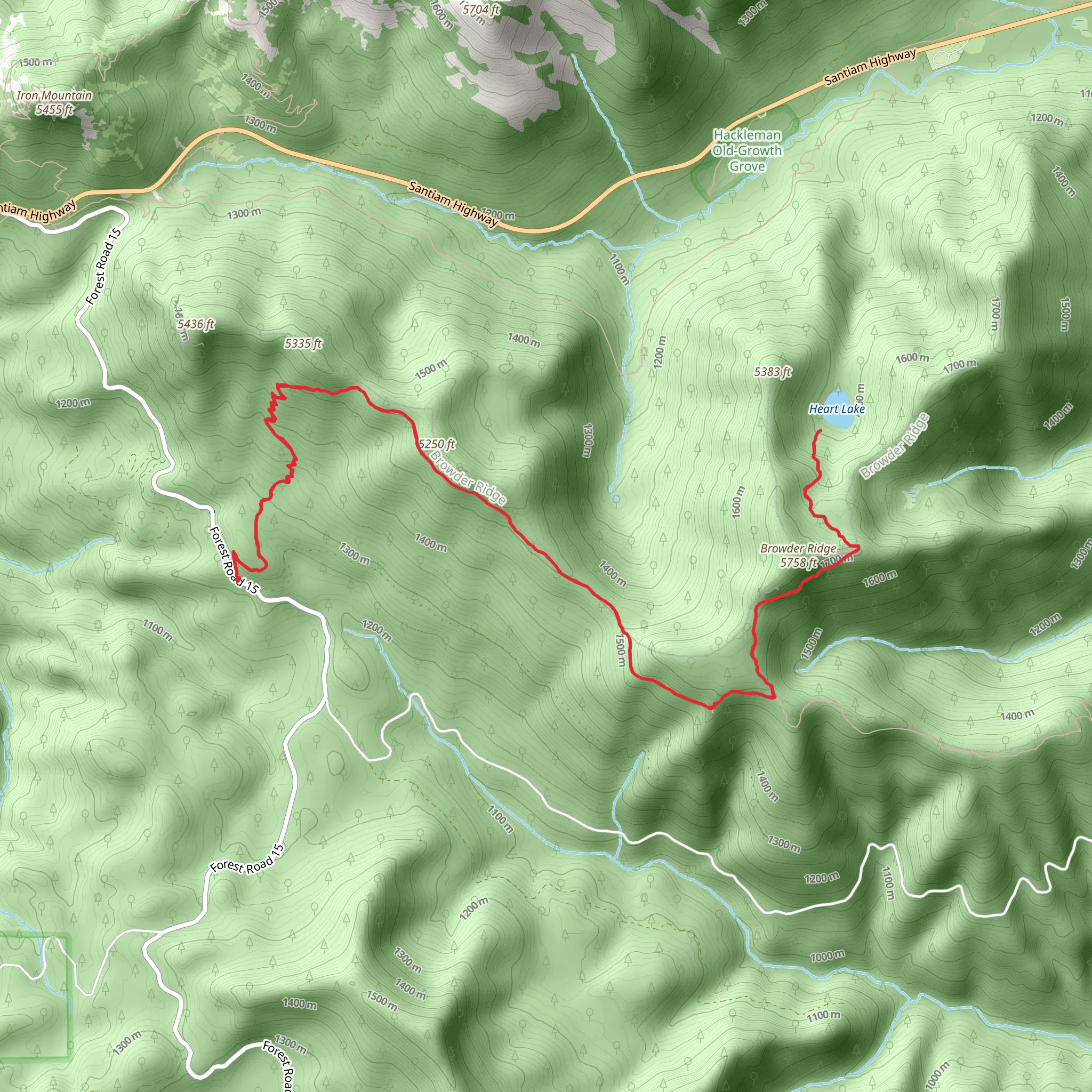 Heart Lake via Browder Ridge Trail mobile static map