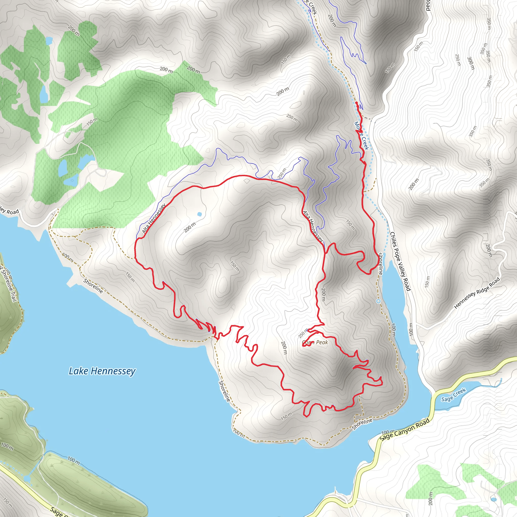 Coon Peak, Alta Hennessey and Old Man's Beard Loop mobile static map