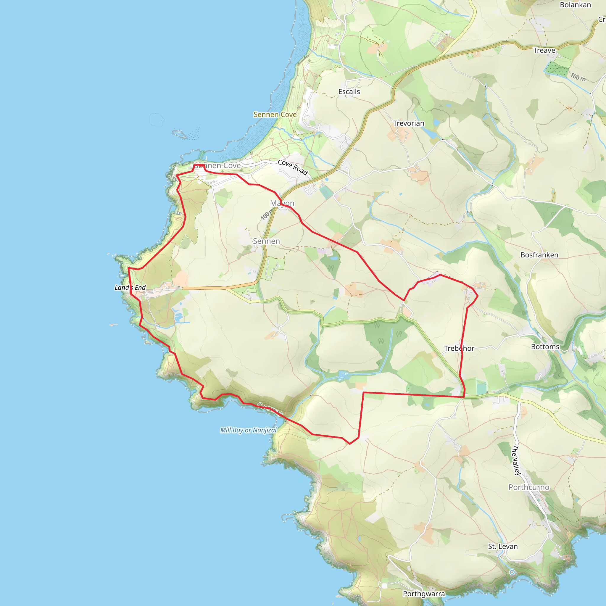 Sennen - Bosistow and Nanjizal Walk mobile static map