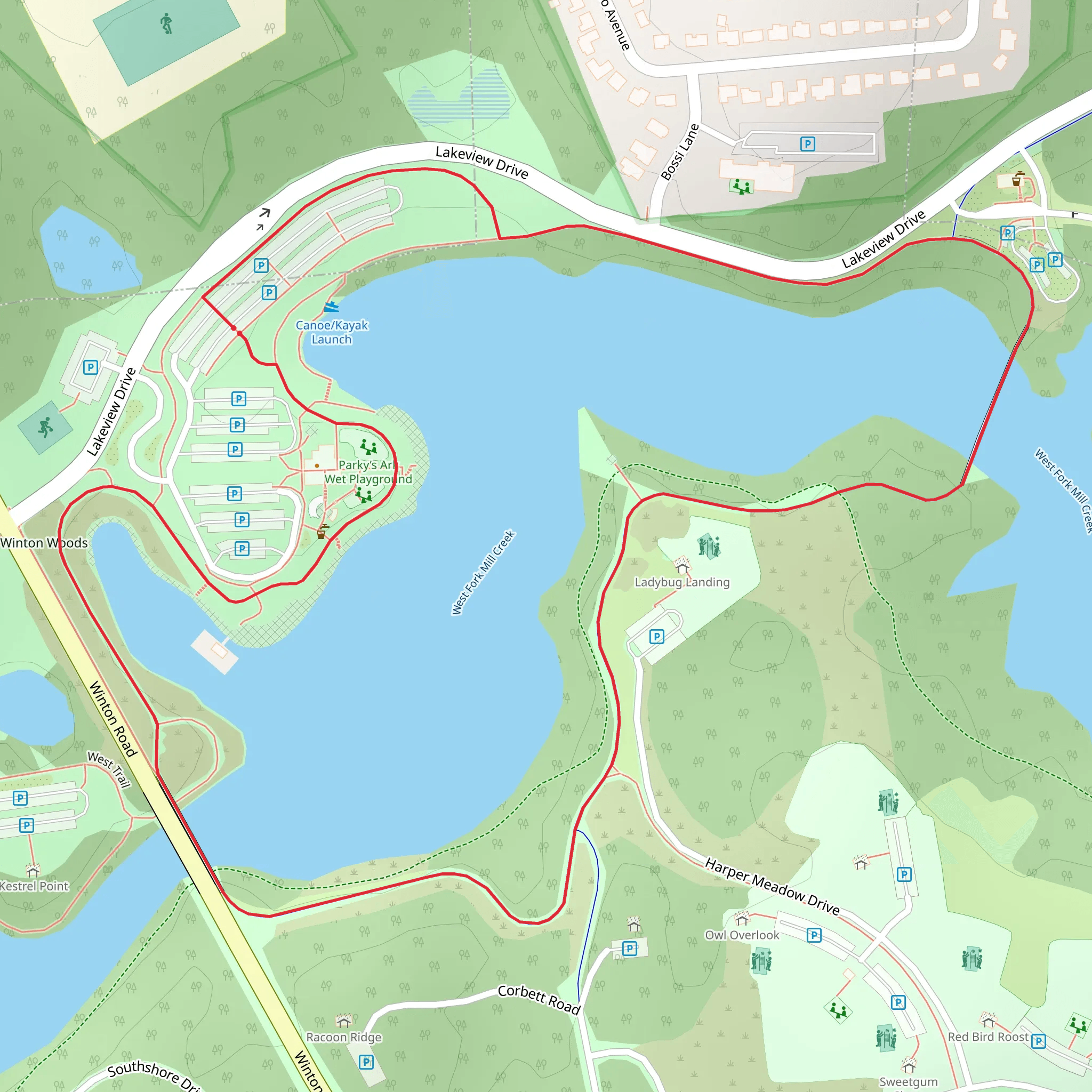 Winton Lake and West Fork Mill Creek Loop mobile static map
