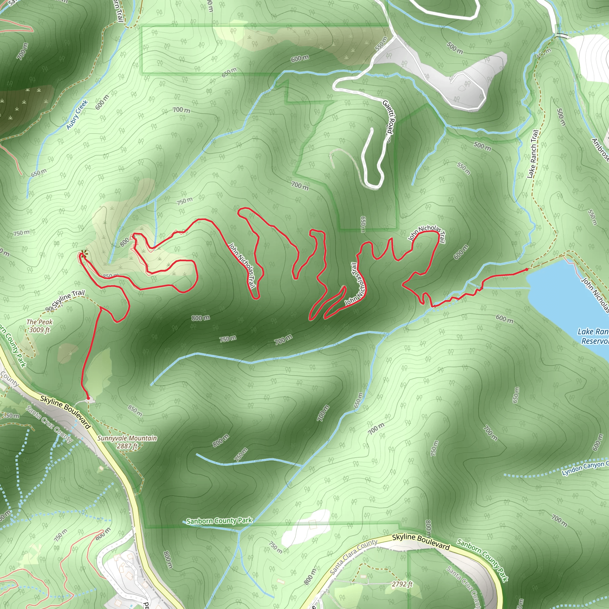 John Nicholas Trail - Lake Ranch Reservoir mobile static map