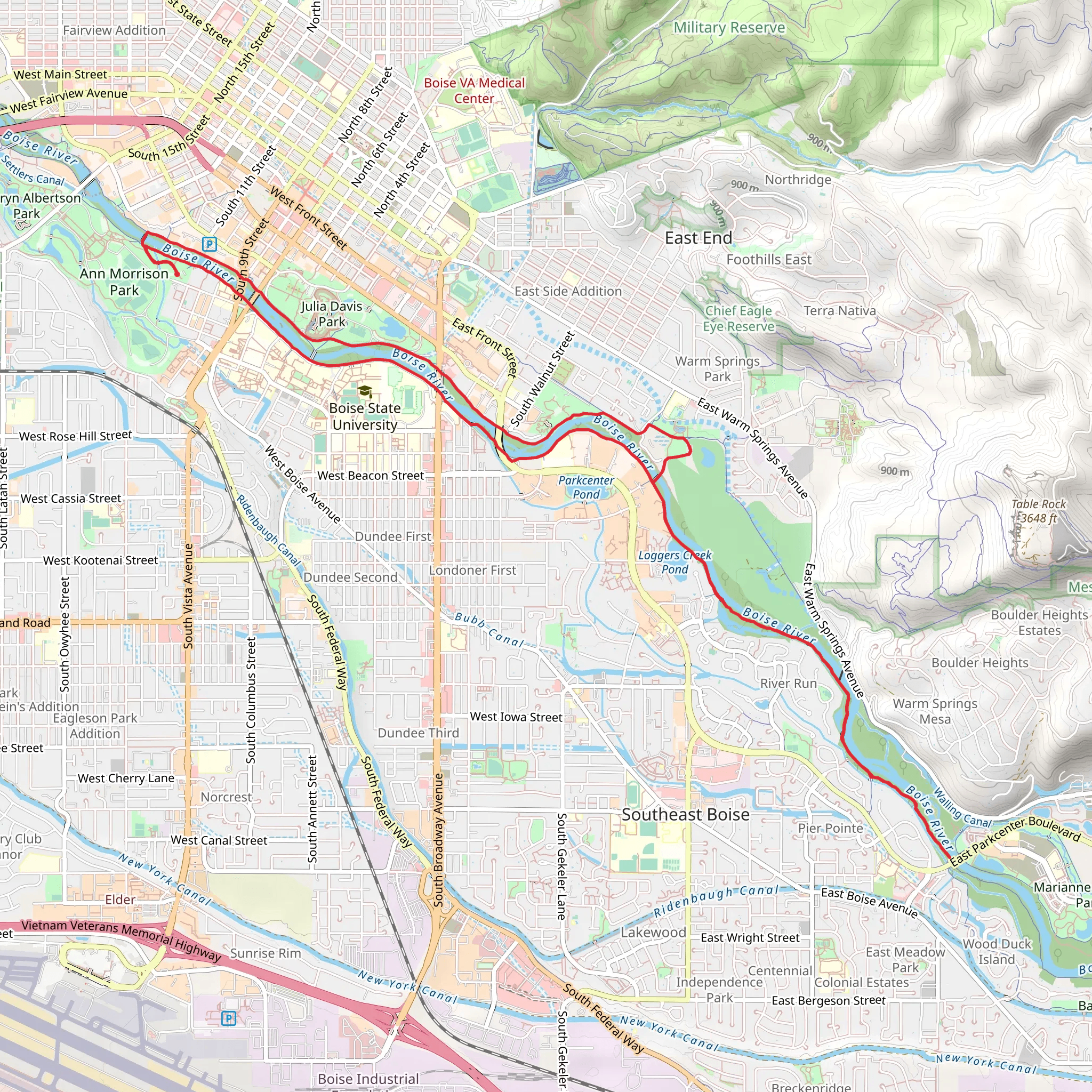 Boise River Greenbelt Loop mobile static map