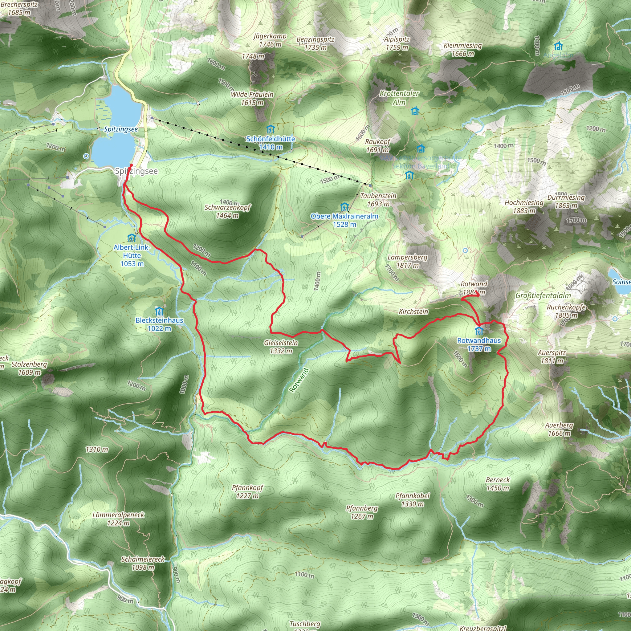 Rotwand Loop via Spitzingsee mobile static map