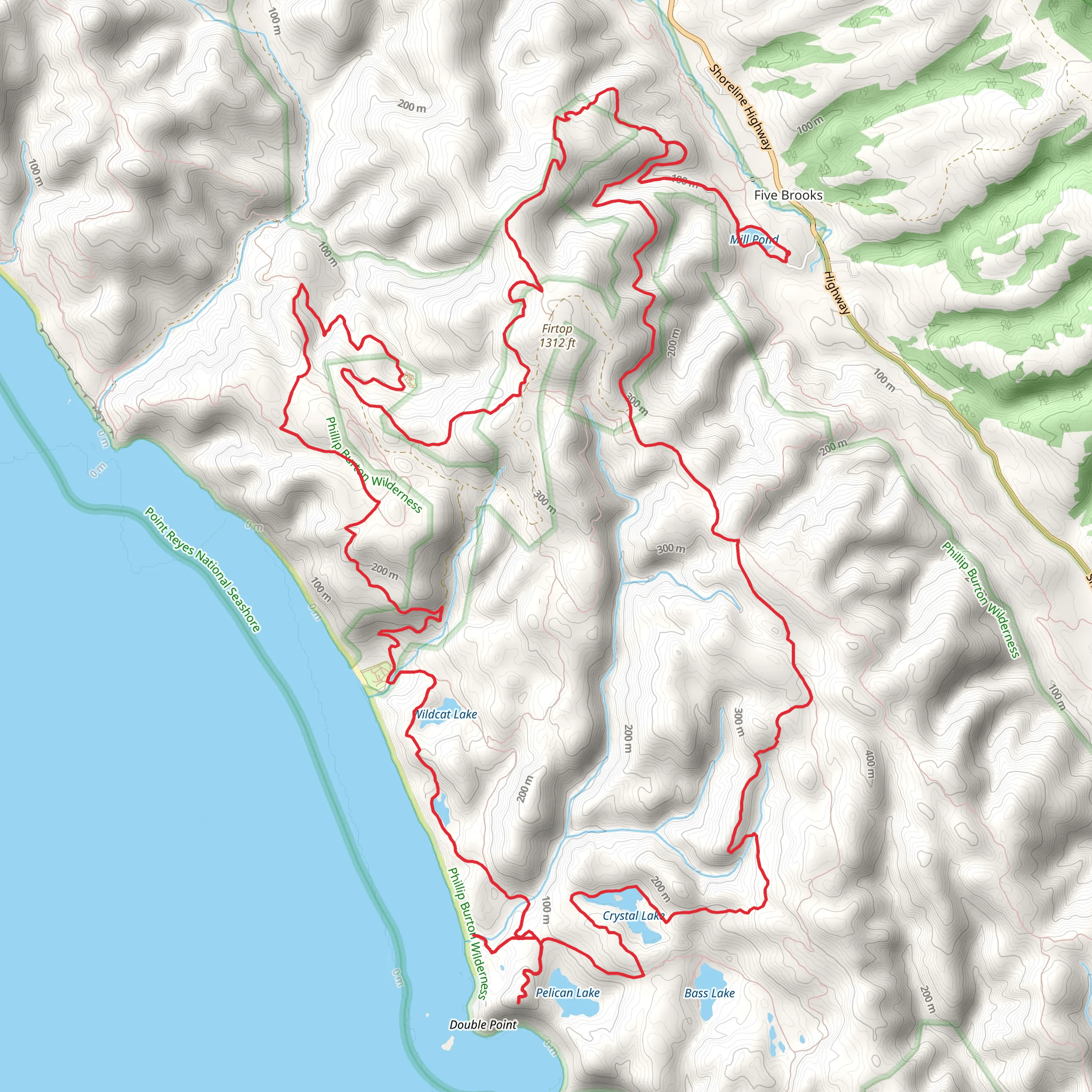 Mill Pond, Greenpicker, Ocean Lake, Crystal Lake and Lake Ranch Loop Trail mobile static map