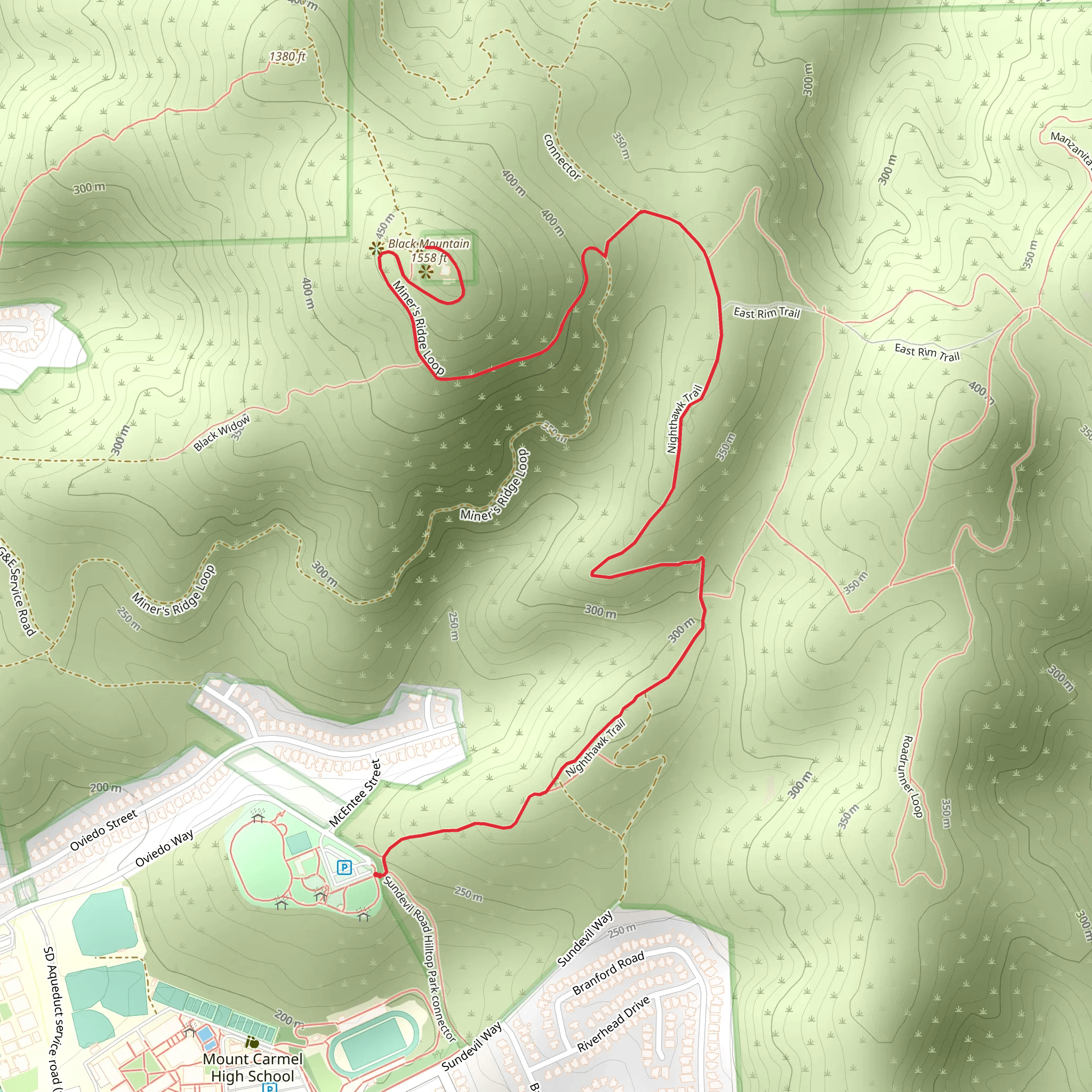Black Mountain via Miner's Ridge Loop mobile static map