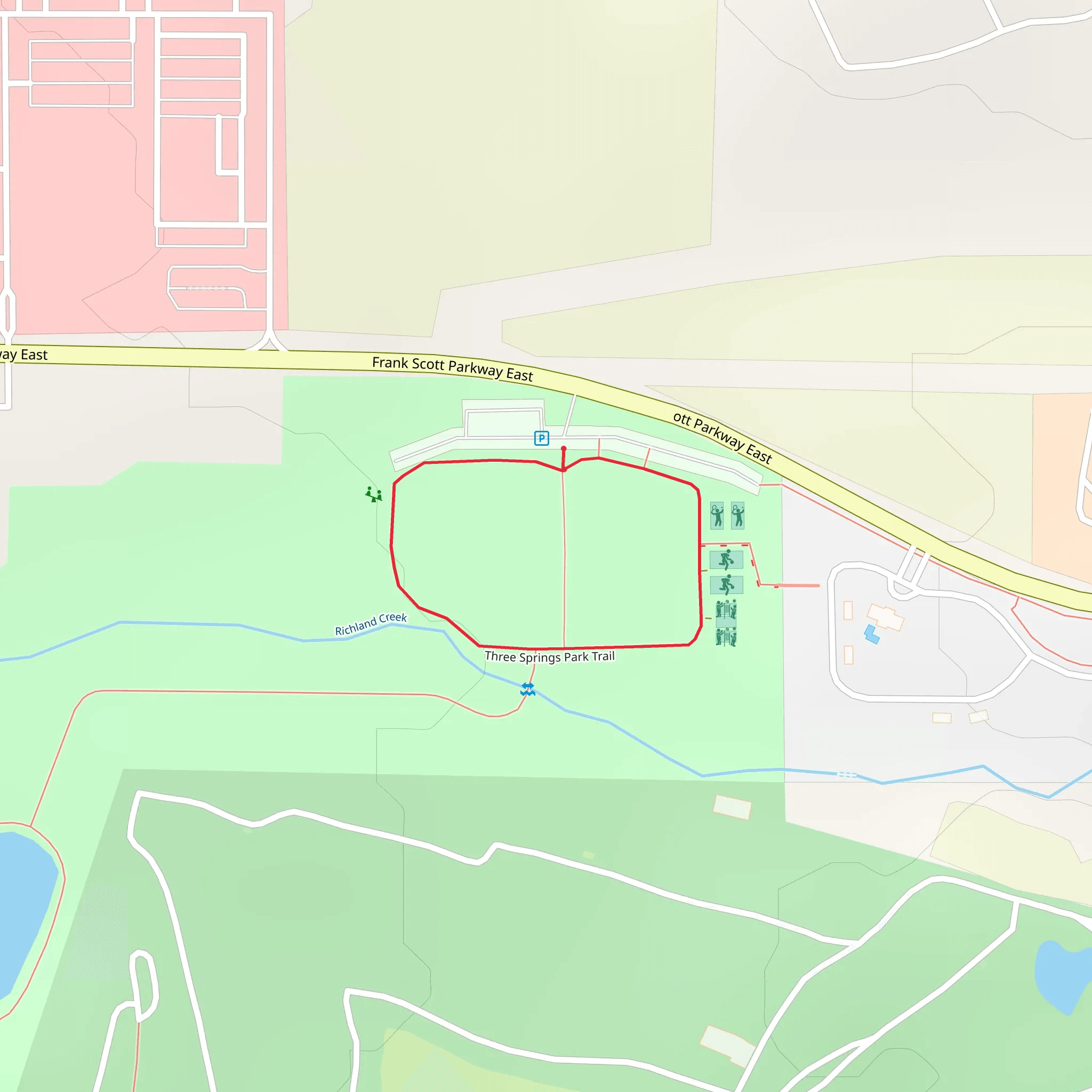 Three Springs Park Loop Trail mobile static map