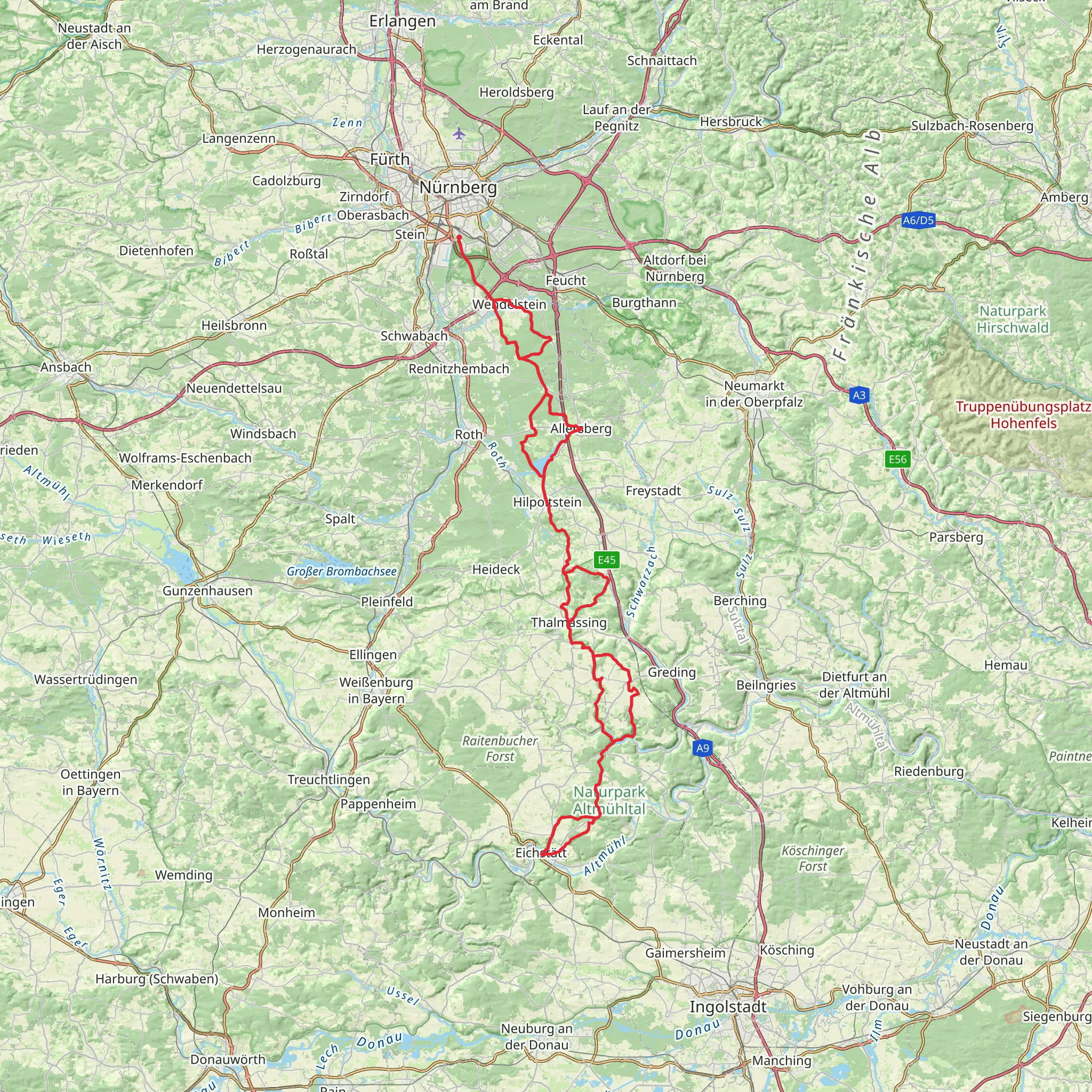 Jakobsweg Nürnberg - Eichstätt mobile static map