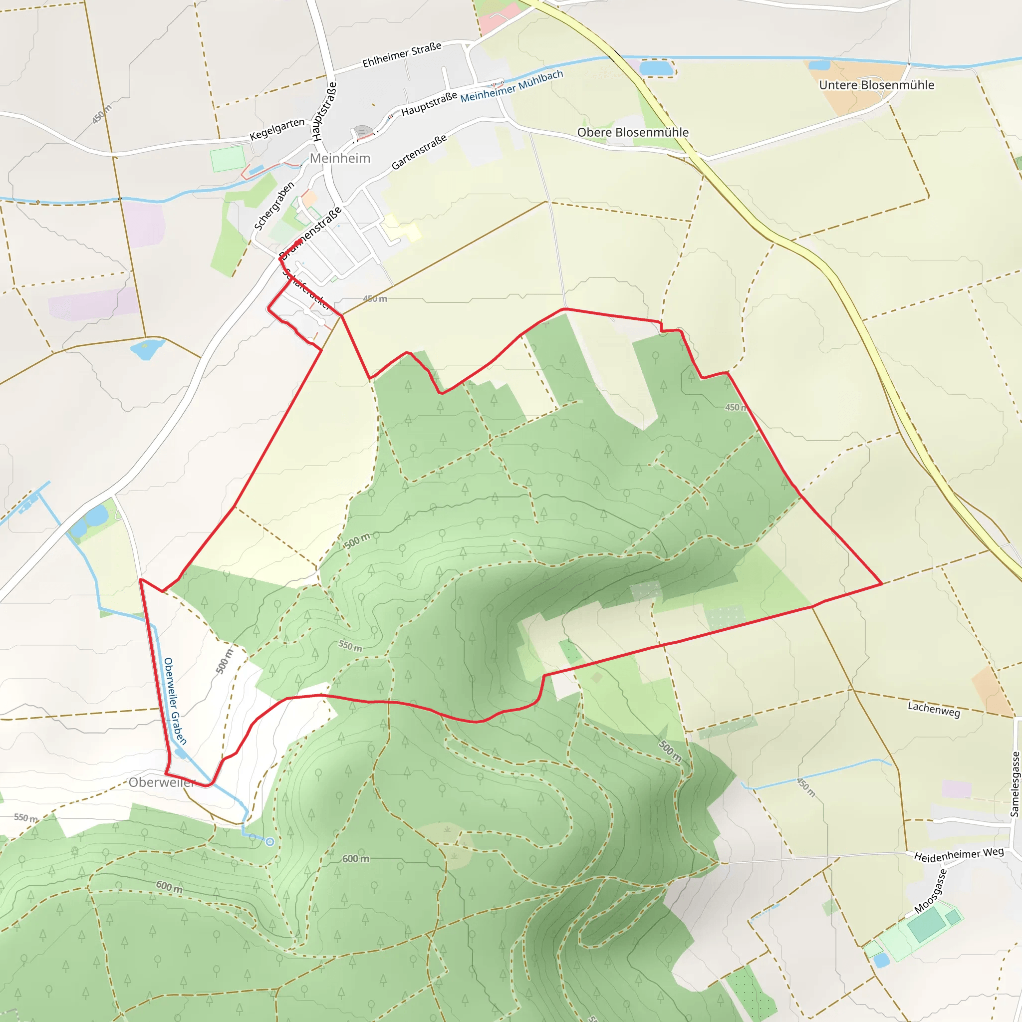 Streuobst Erlebnis Weg and Oberweiler Graben mobile static map
