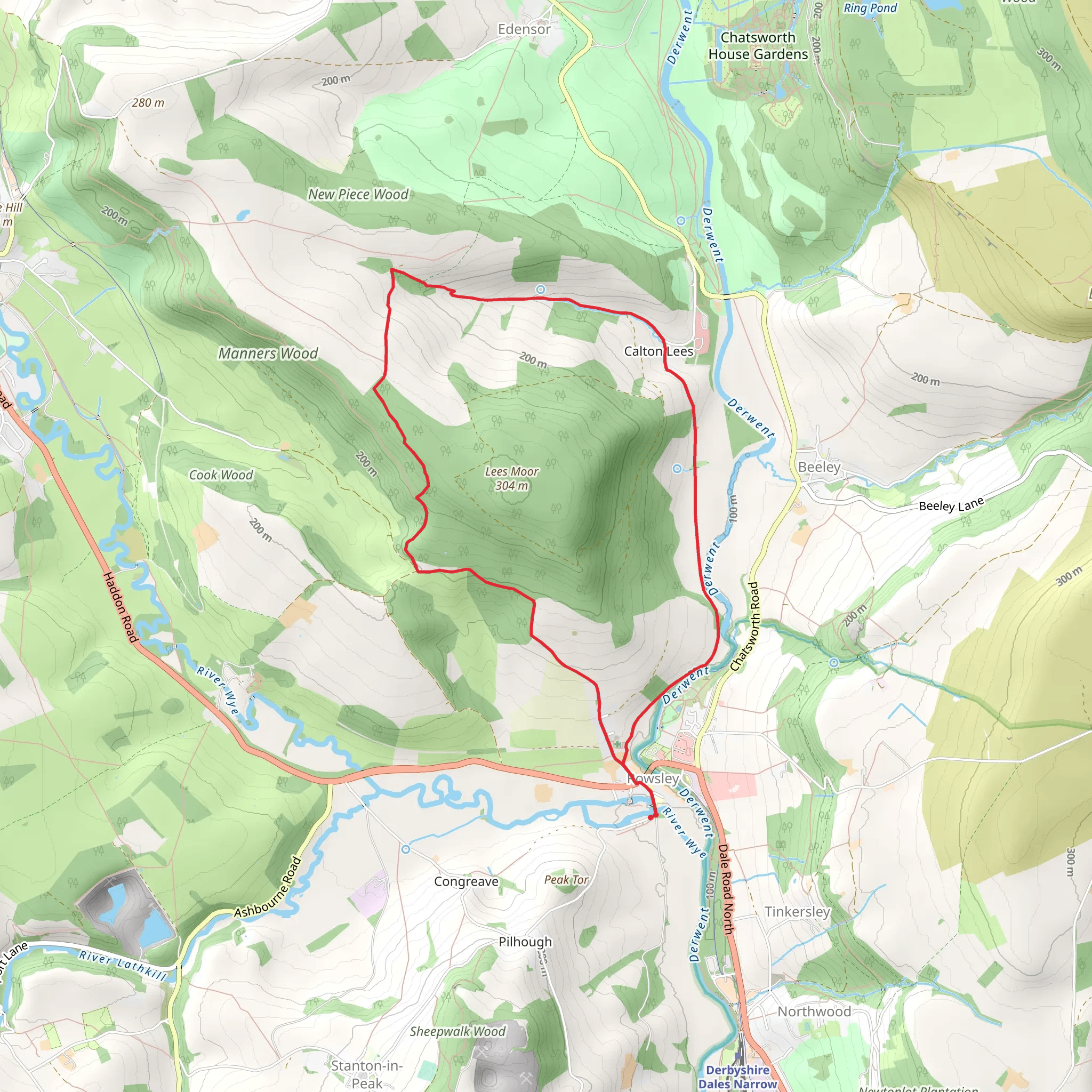 Calton Lees and Rowsley Loop mobile static map