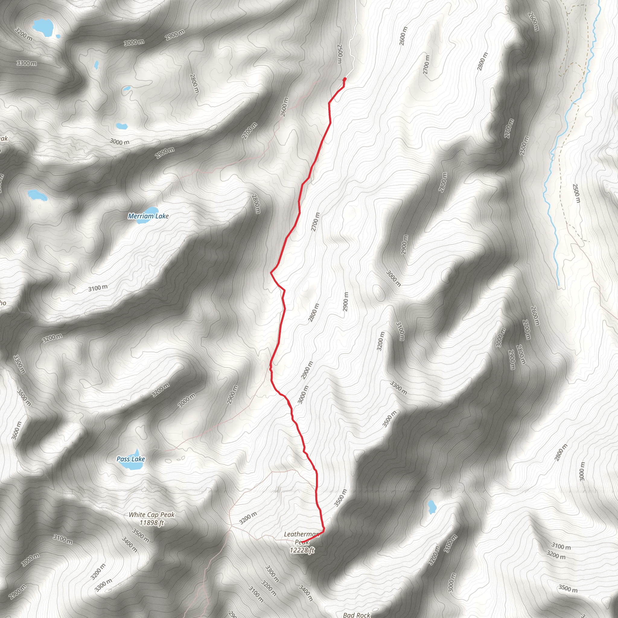 Leatherman Peak via Pass Lake Trail mobile static map