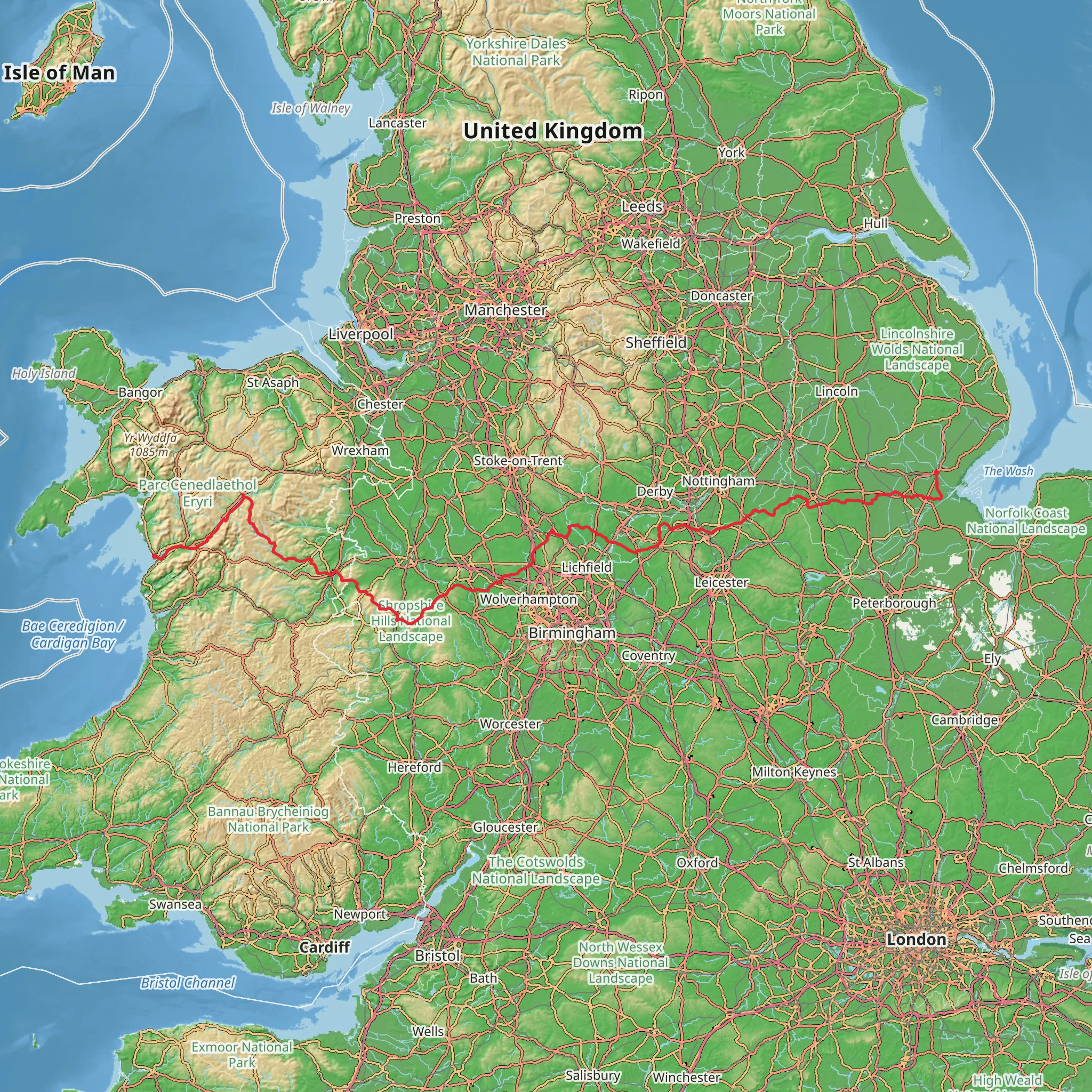 Cross Britain Way mobile static map