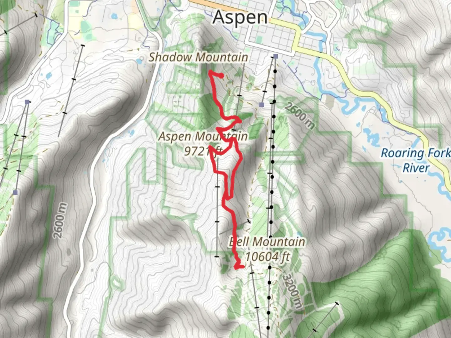 An image depicting the trail Aspen Mountain Summer Road and its surrounding area.