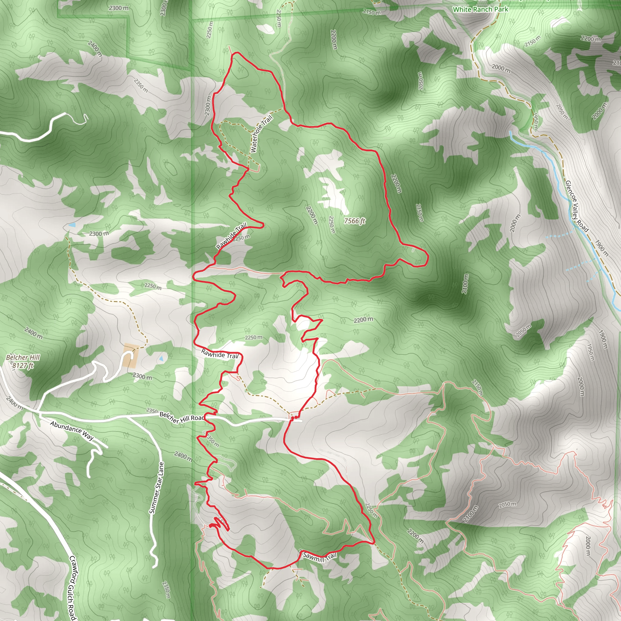 Rawhide and Belcher Hill Loop Trail mobile static map