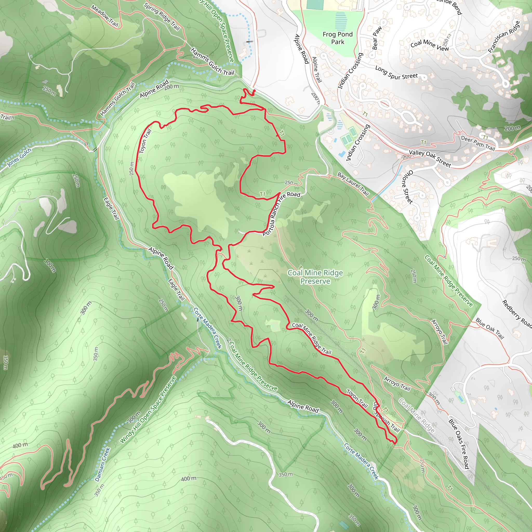Toyon and Old Spanish Loop Trail mobile static map