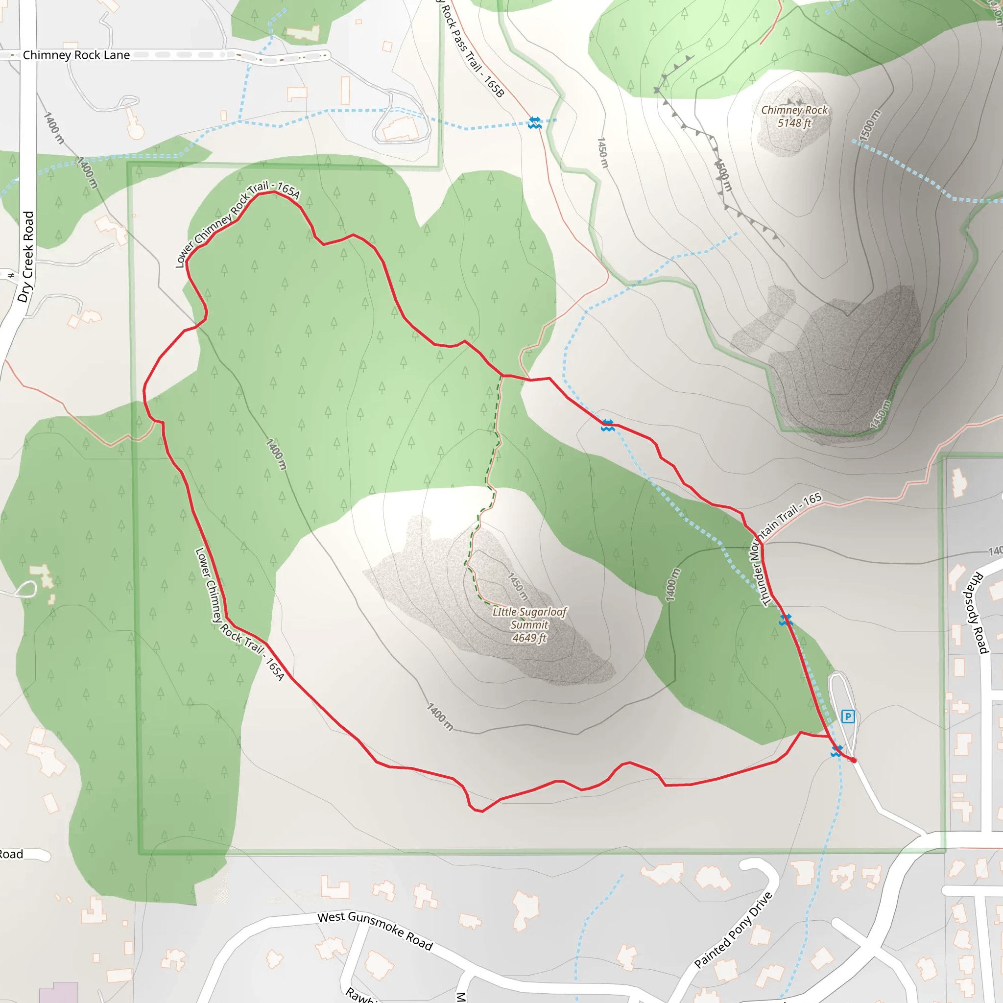 Lower Chimney Rock Loop Trail mobile static map