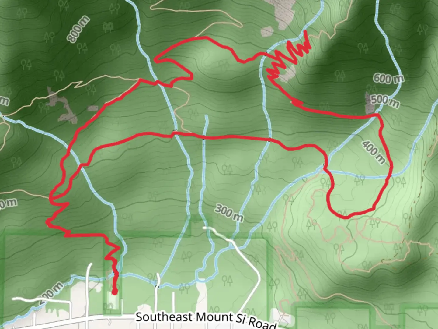 An image depicting the trail Mount Si, Teneriffe Falls and Roaring Creek Loop Trail and its surrounding area.