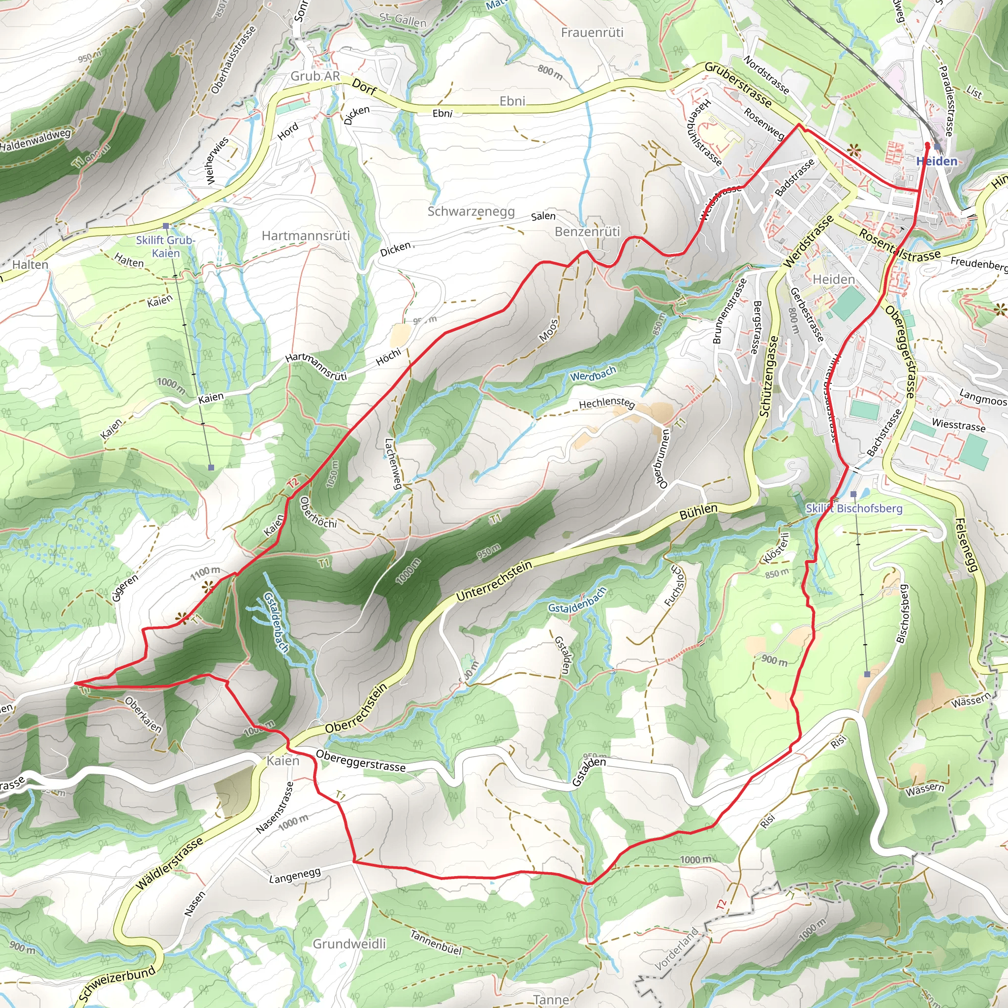 Heiden - Kaienspitz Loop Trail mobile static map