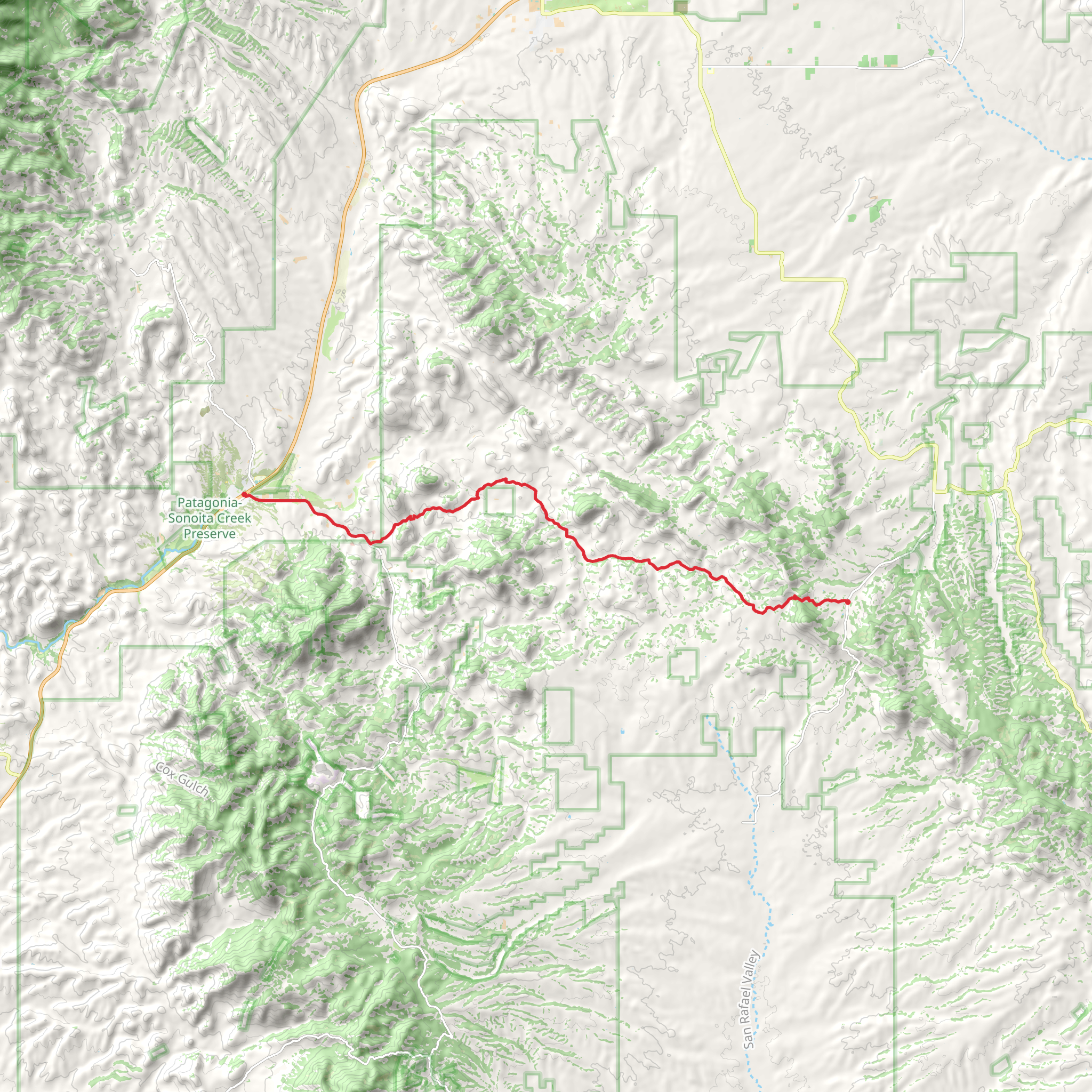 Arizona Trail - Canelo Pass Road to Patagonia mobile static map
