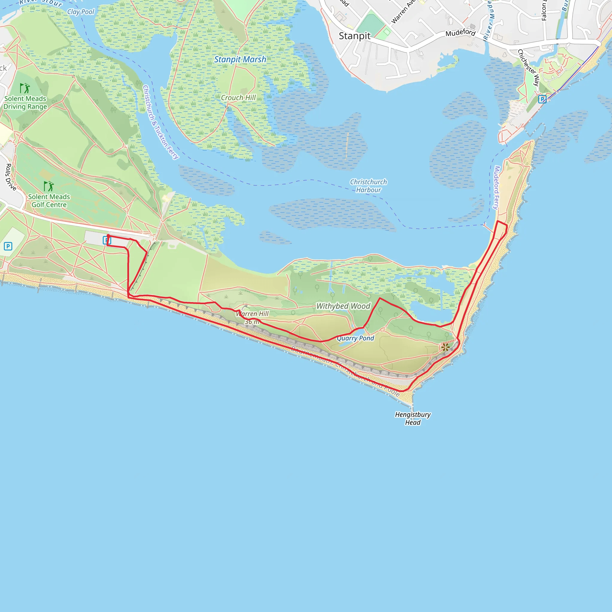 Warren Hill, Hengistbury Head in Hengistbury Head Nature Reserve mobile static map
