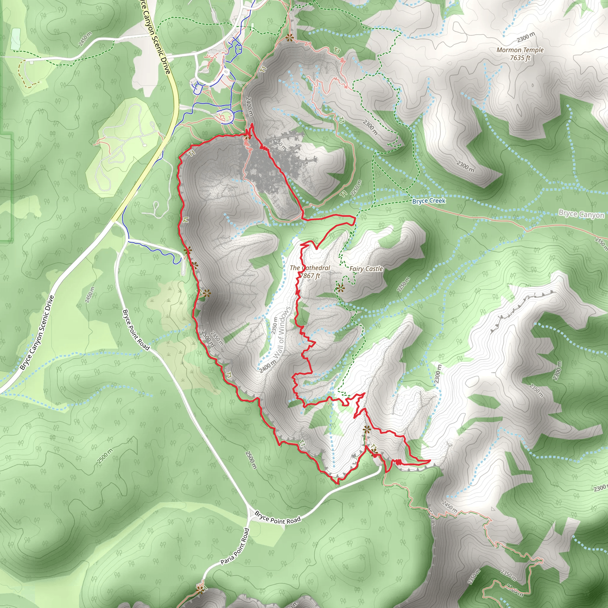 Rim Trail, Tropic Trail and Peekaboo Loop Trail mobile static map