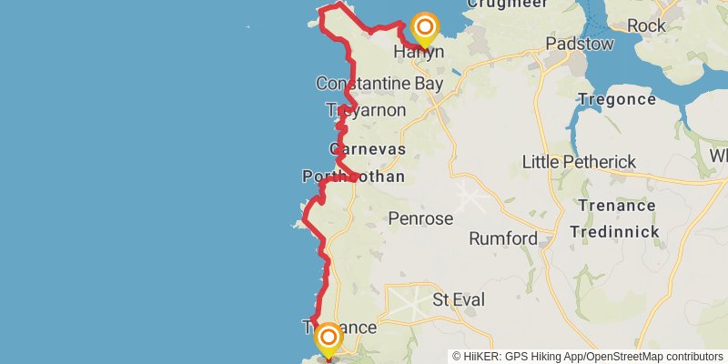 Cornwall Coast Path stage 7 Map