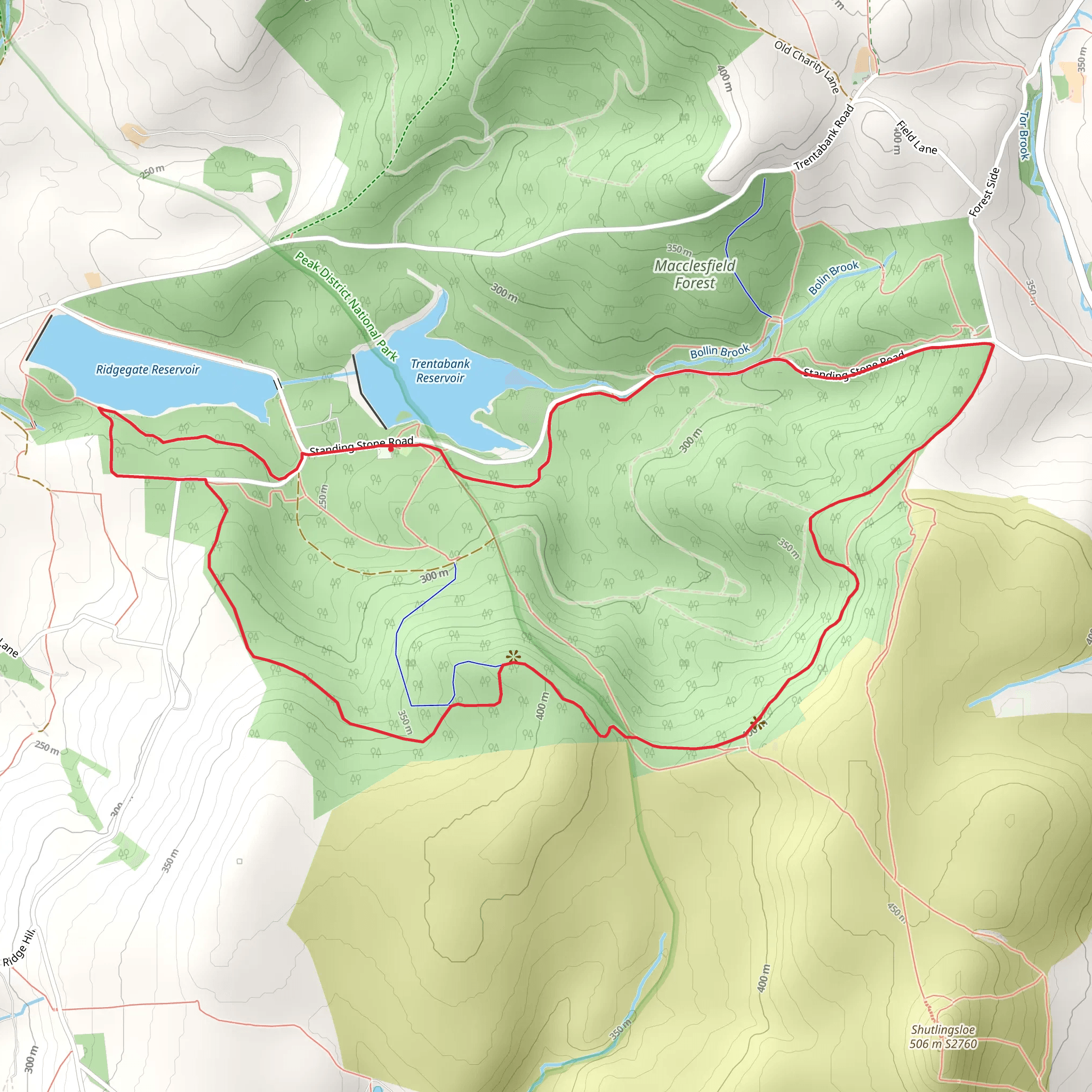 Trentabank Reservoir, Ridgegate Reservoir and Nessit Hill Loop mobile static map