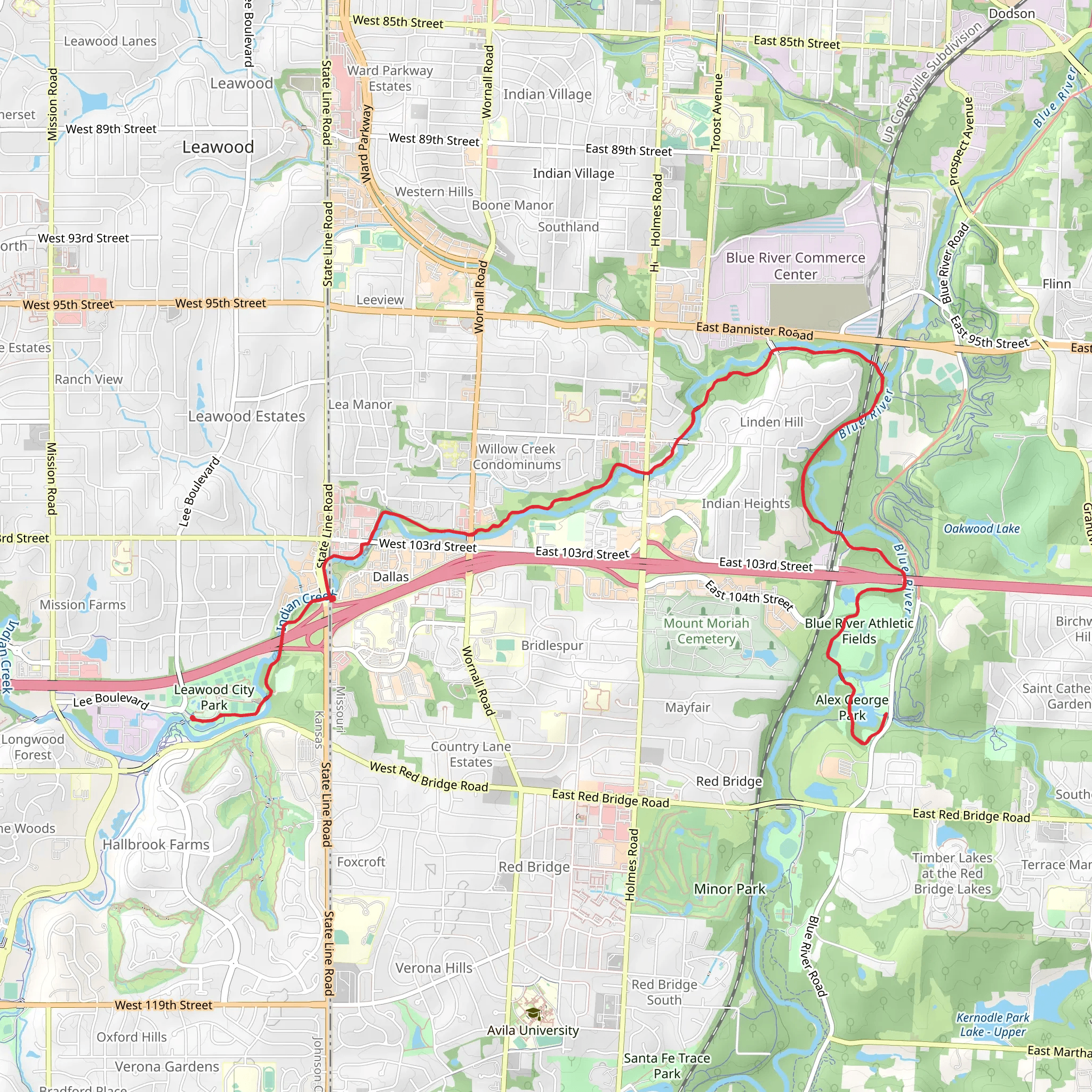 Alex George Lake via Indian Creek Trail mobile static map