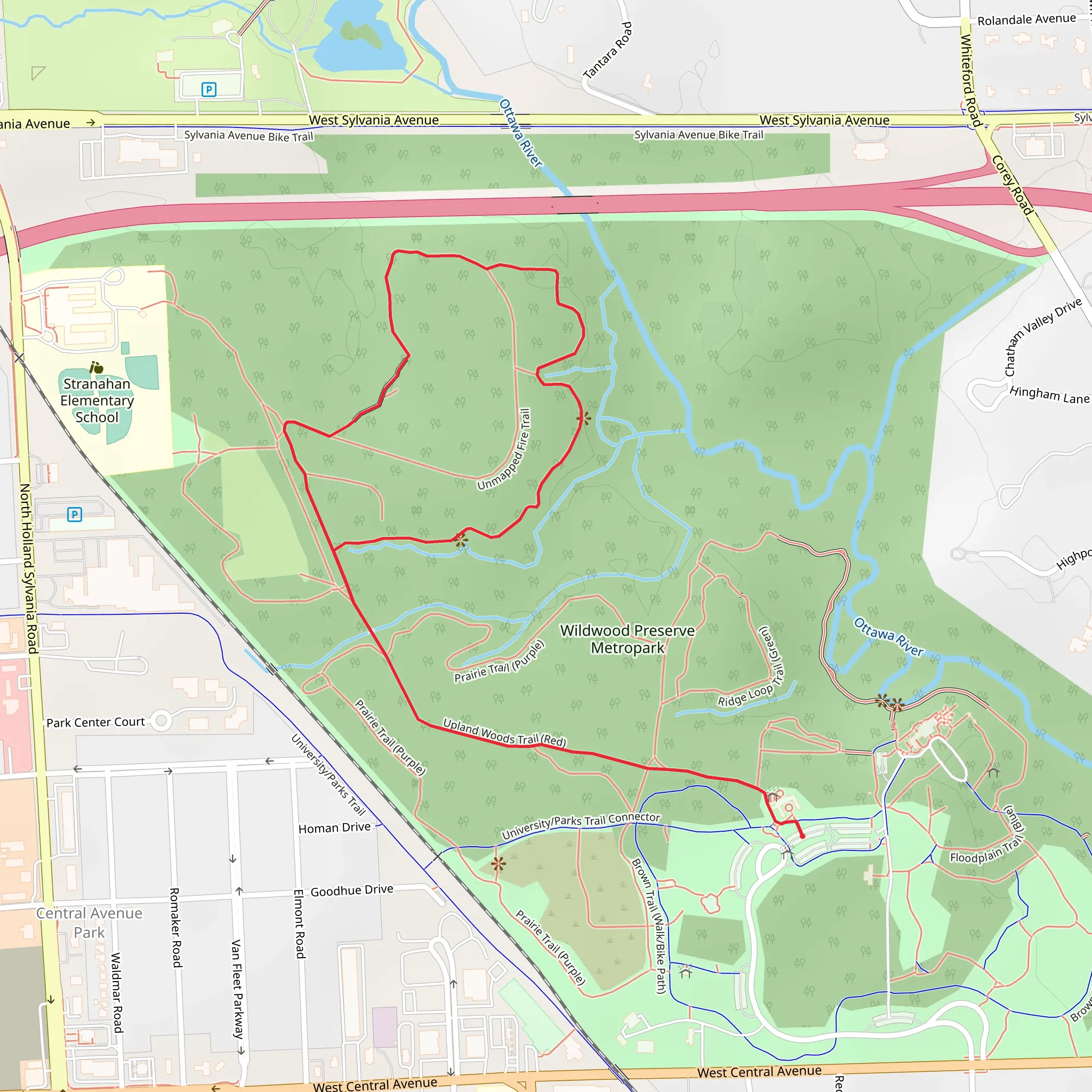 Upland Woods Loop Trail mobile static map