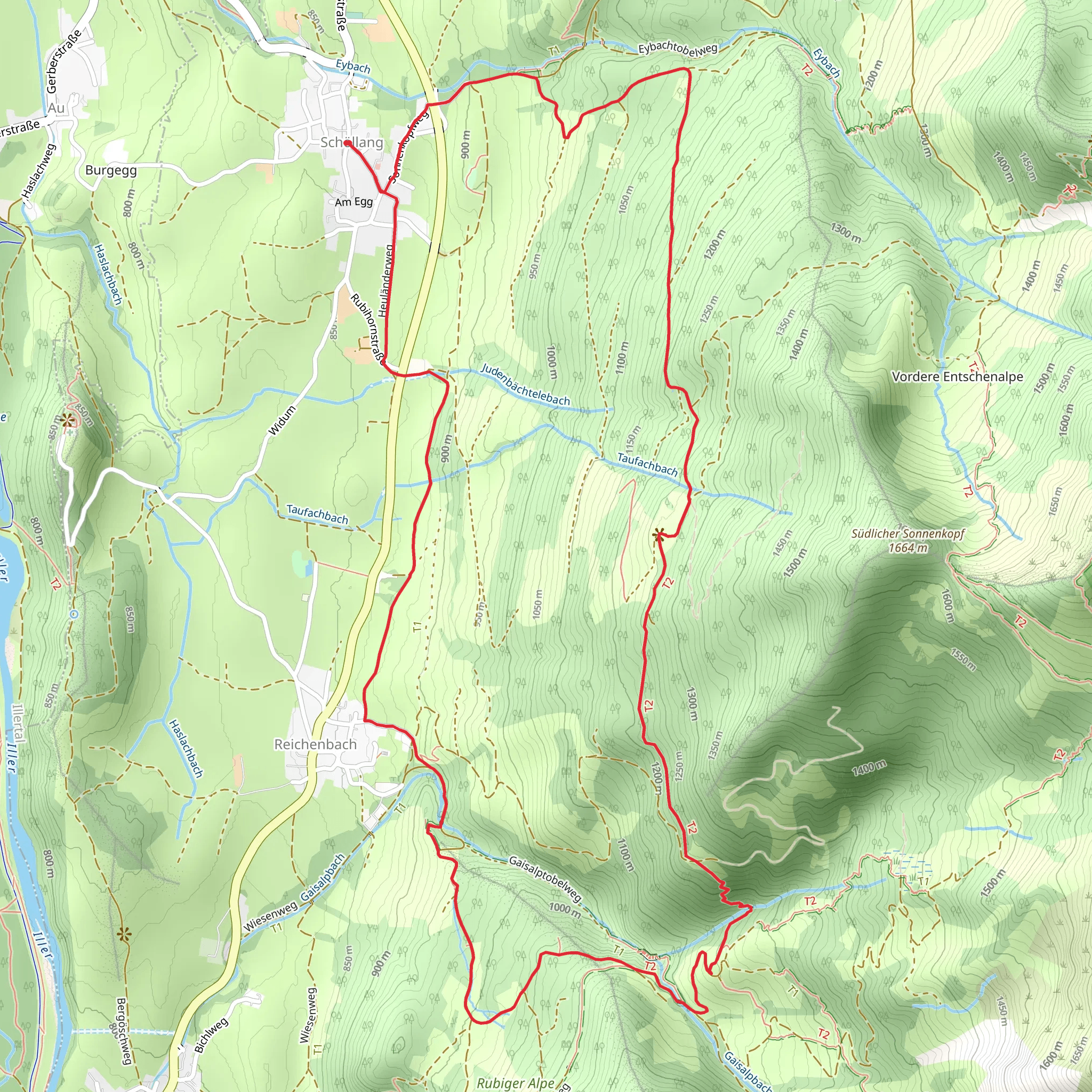 Schollang, Zimmerberg and Gaisalpe Loop via Wanderwegenetz Oberstdorf mobile static map